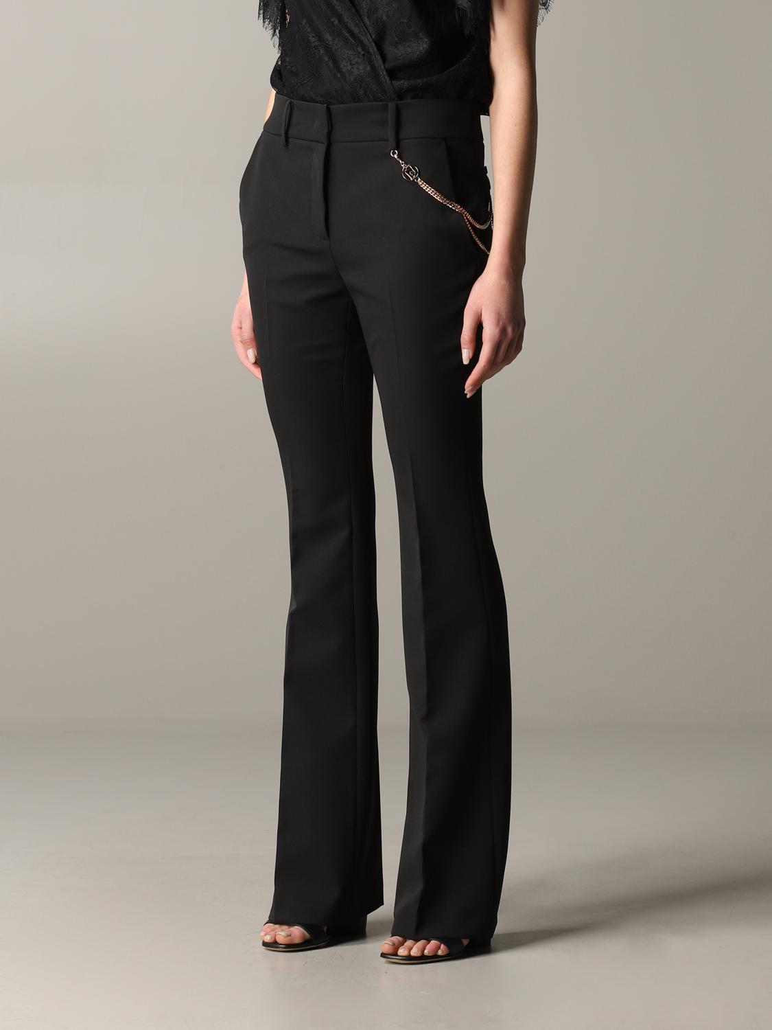 LIU JO TAILLEUR: Pantalone Liu Jo a zampa con catena metallica, Nero - Img 4