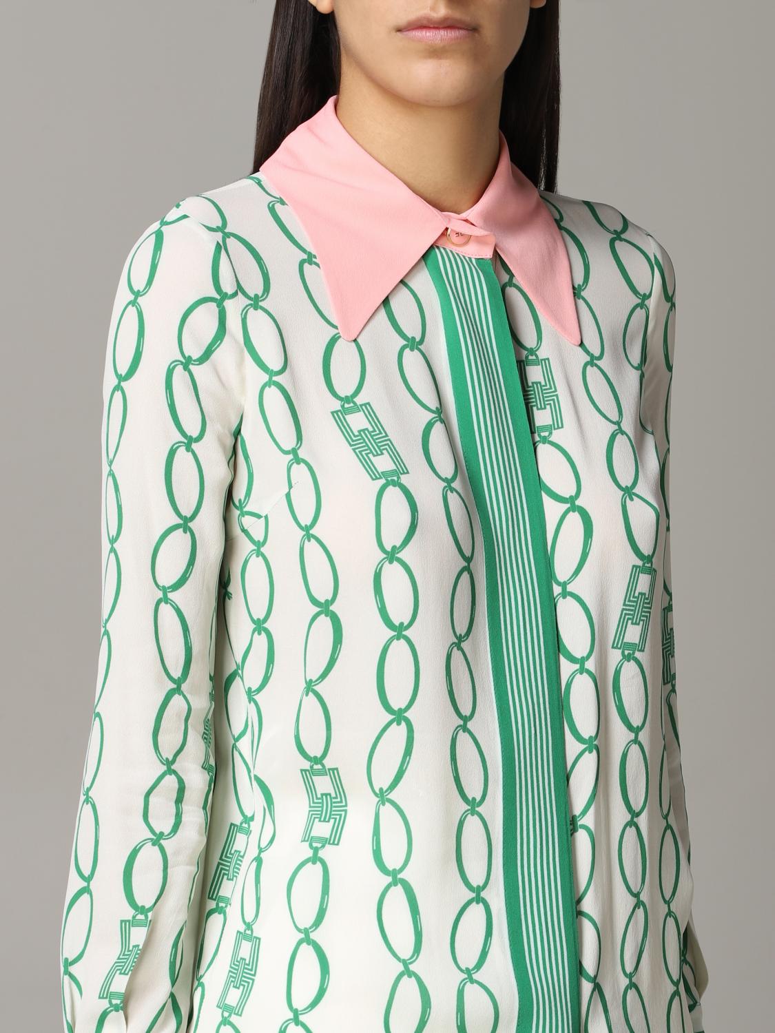 ELISABETTA FRANCHI: shirt with chains print - Yellow Cream