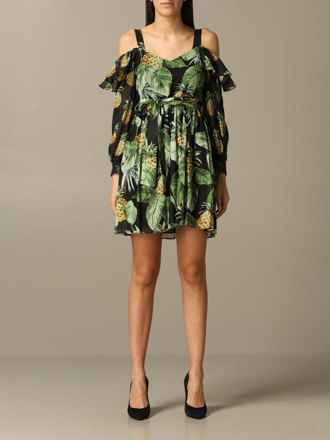 twin set green dress Fitted dress with organza sleeves Girl, Green