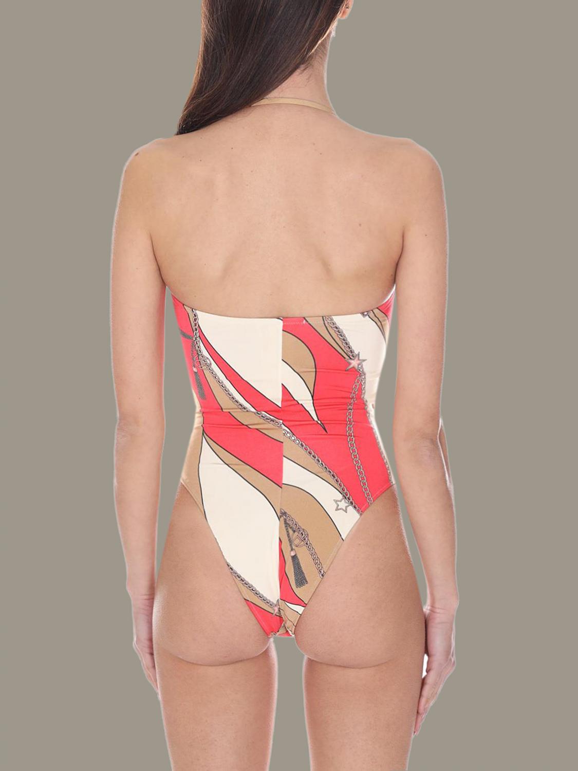 ELISABETTA FRANCHI BADEMODE: Elisabetta Franchi Badeanzug mit Gürtel, Camel - Img 2