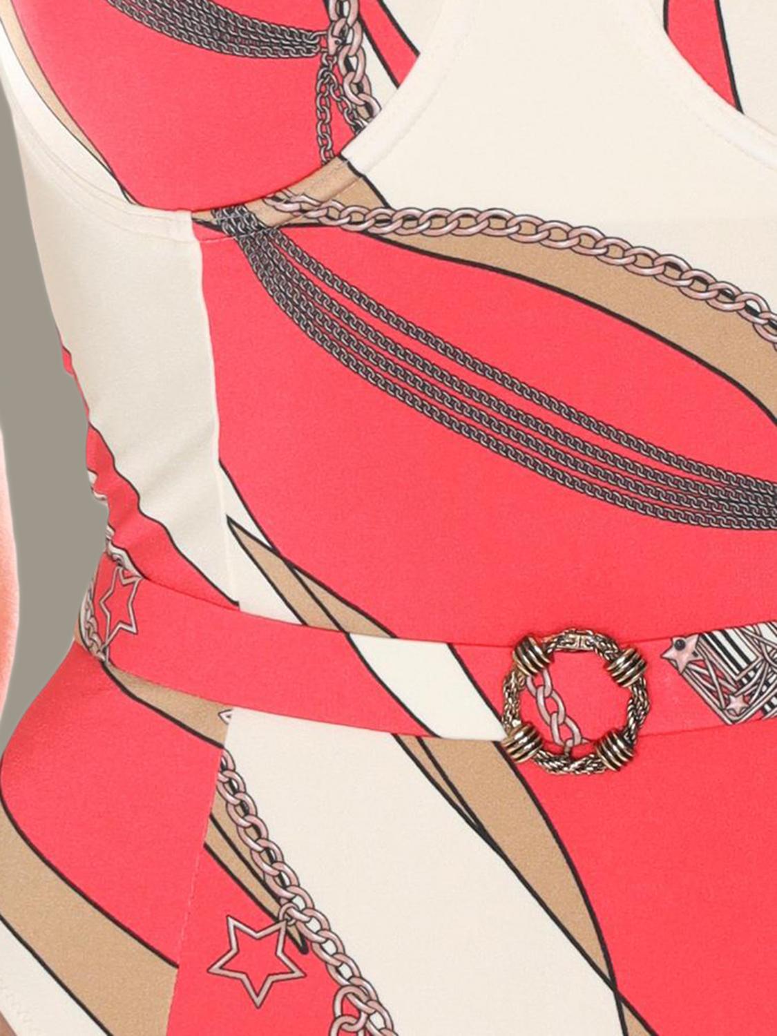 ELISABETTA FRANCHI BADEMODE: Elisabetta Franchi Badeanzug mit Gürtel, Camel - Img 3