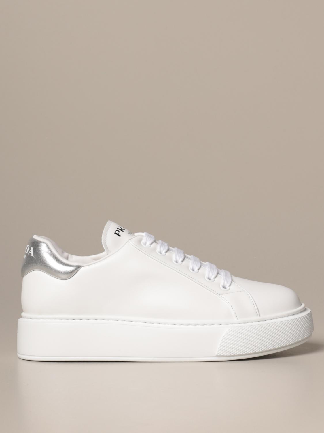 PRADA sneakers in leather with logo White 1 Prada sneakers 1E259M 050 3I52 online at GIGLIO.COM