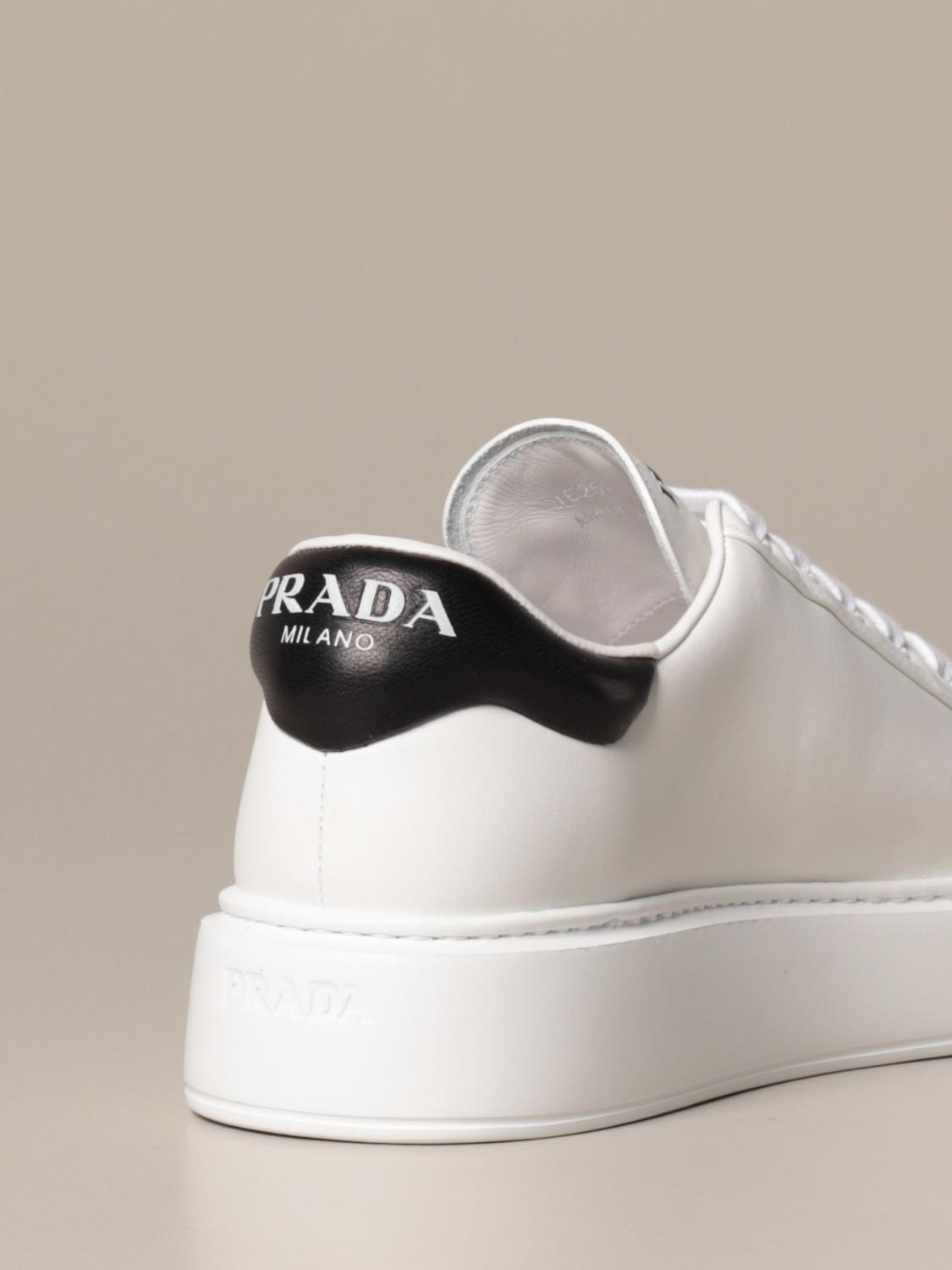 PRADA: sneakers in leather with logo - White 2 | Prada sneakers