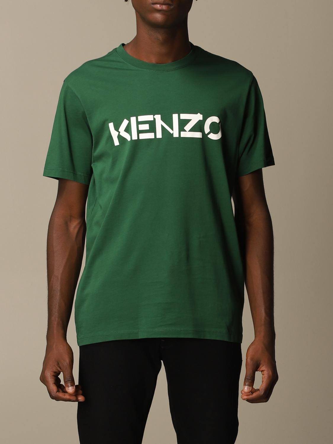 KENZO cotton t shirt with logo Green Kenzo t shirt FA65TS0004SJ online at GIGLIO.COM