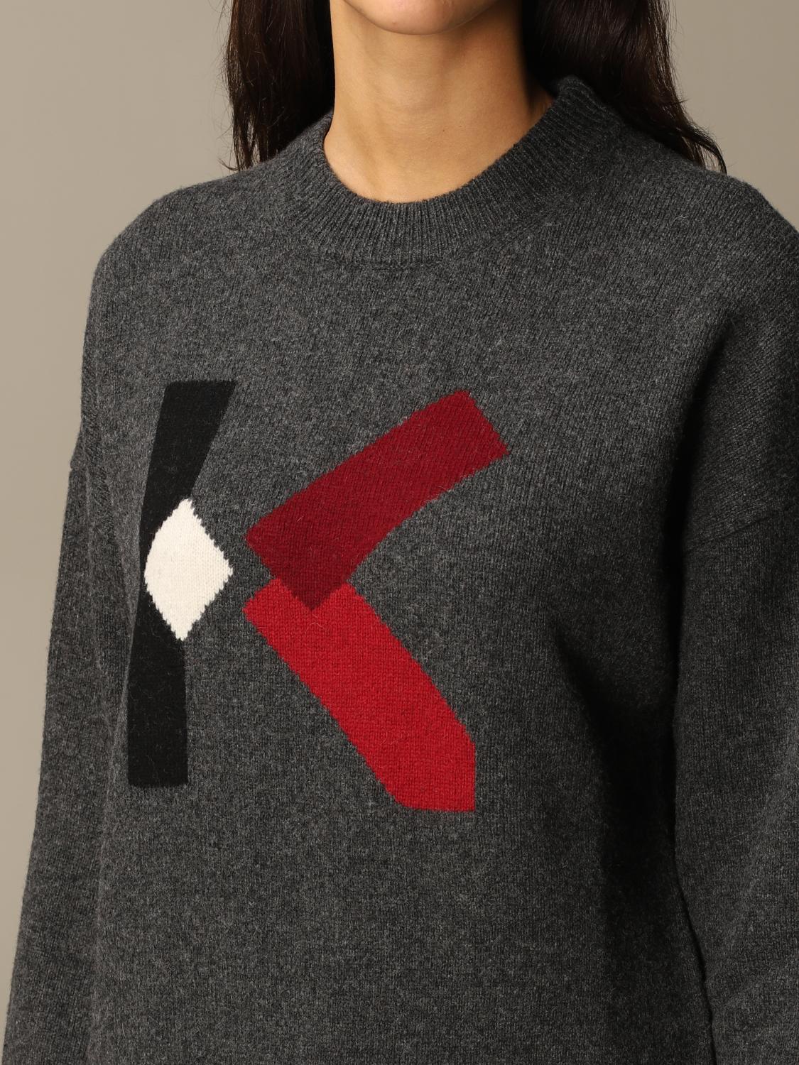 KENZO SWEATER: Kenzo pullover in two-tone ribbed wool blend, Charcoal - Img 3
