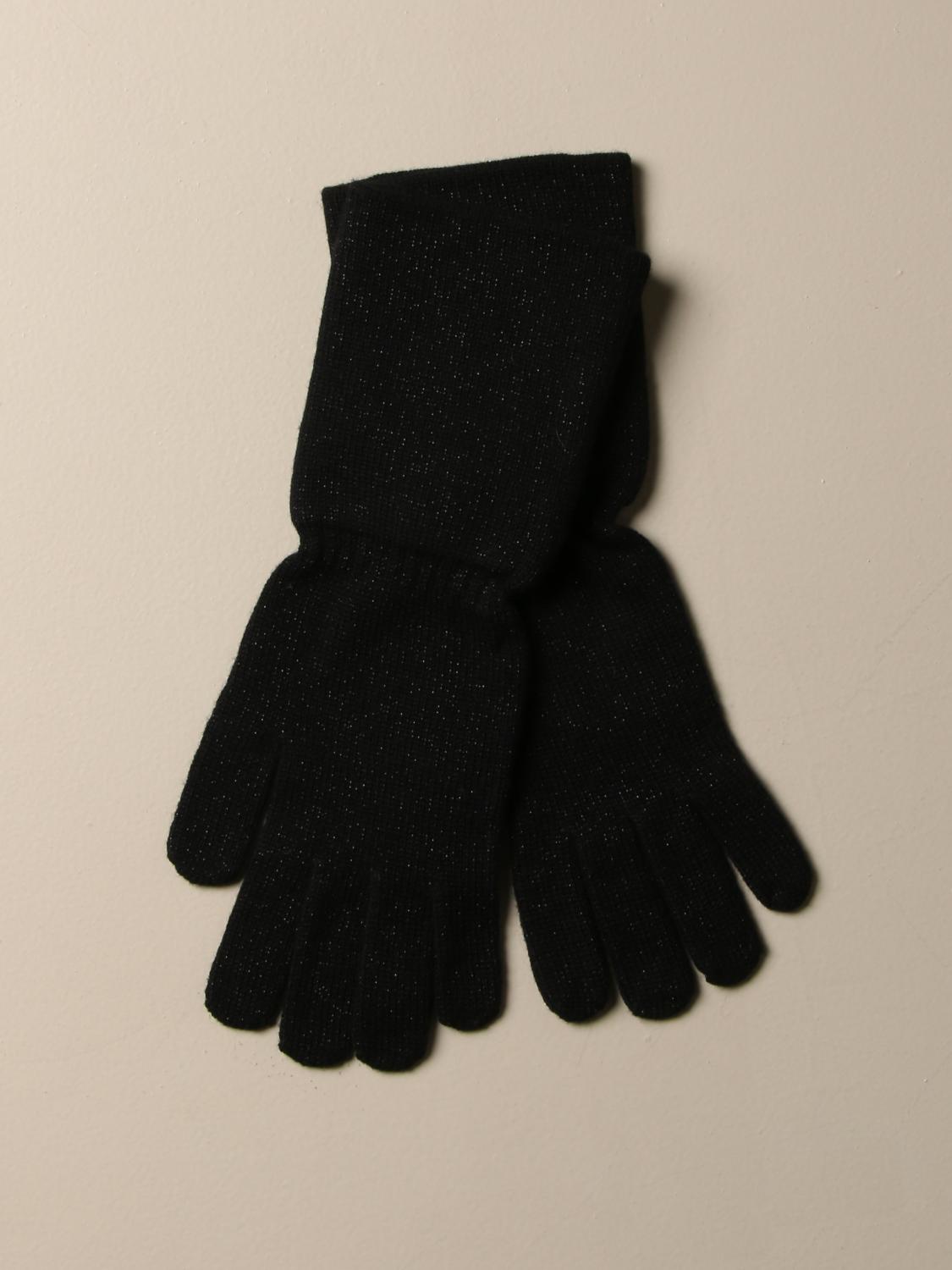 KANGRA GLOVES: Kangra gloves in wool and silk blend, Black - Img 2
