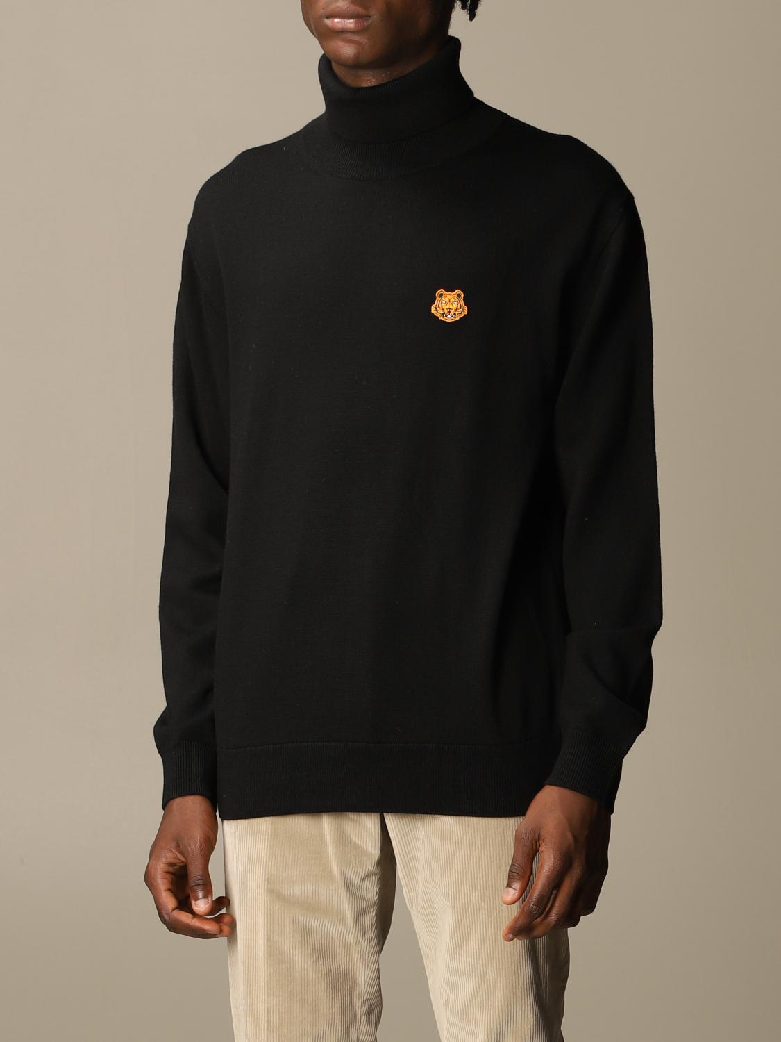 Kenzo wool turtleneck with mini Tiger Paris logo - Black