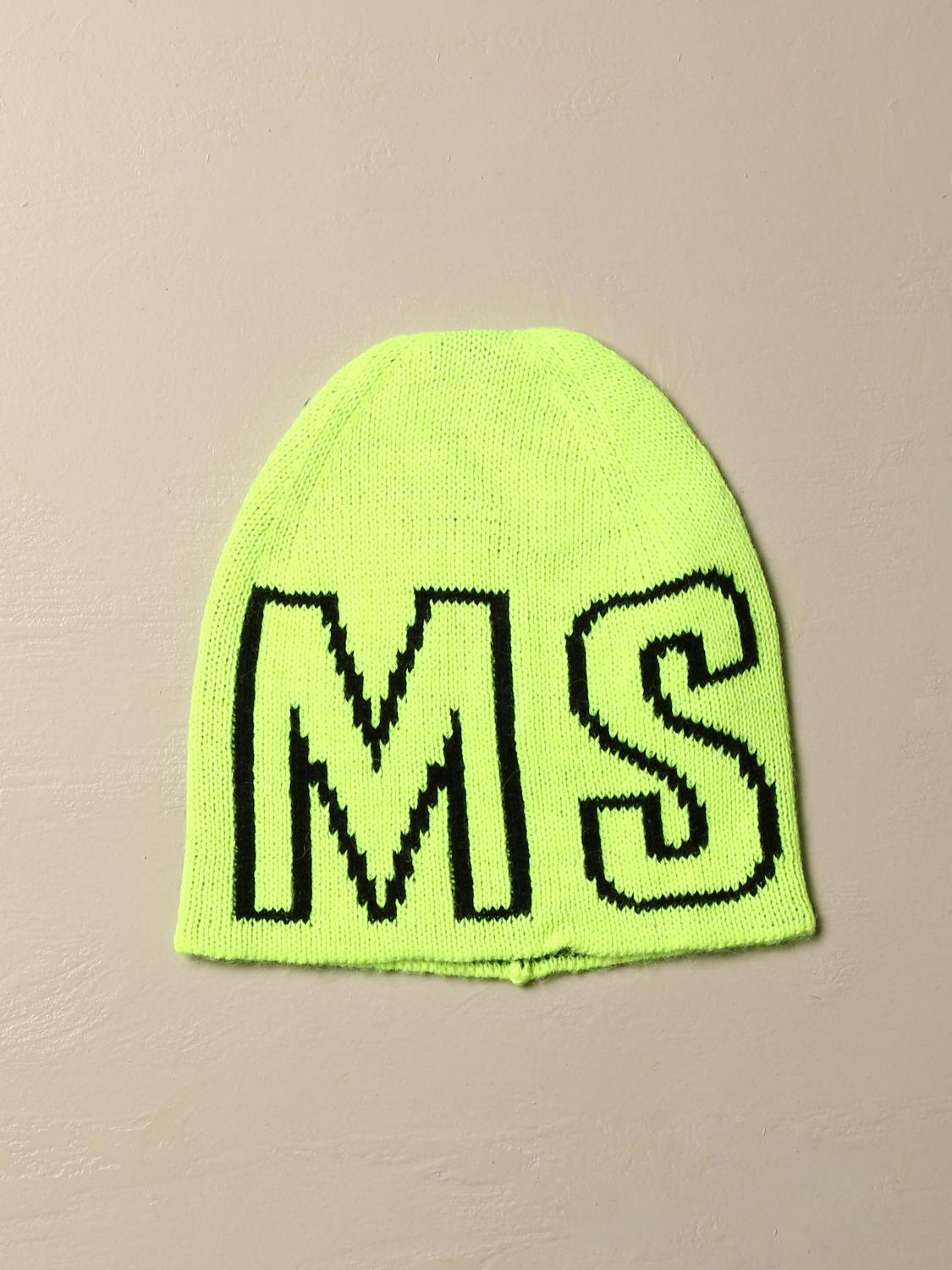 MSGM KIDS HAT: MSGM Kids hat with jacquard logo, Yellow - Img 1