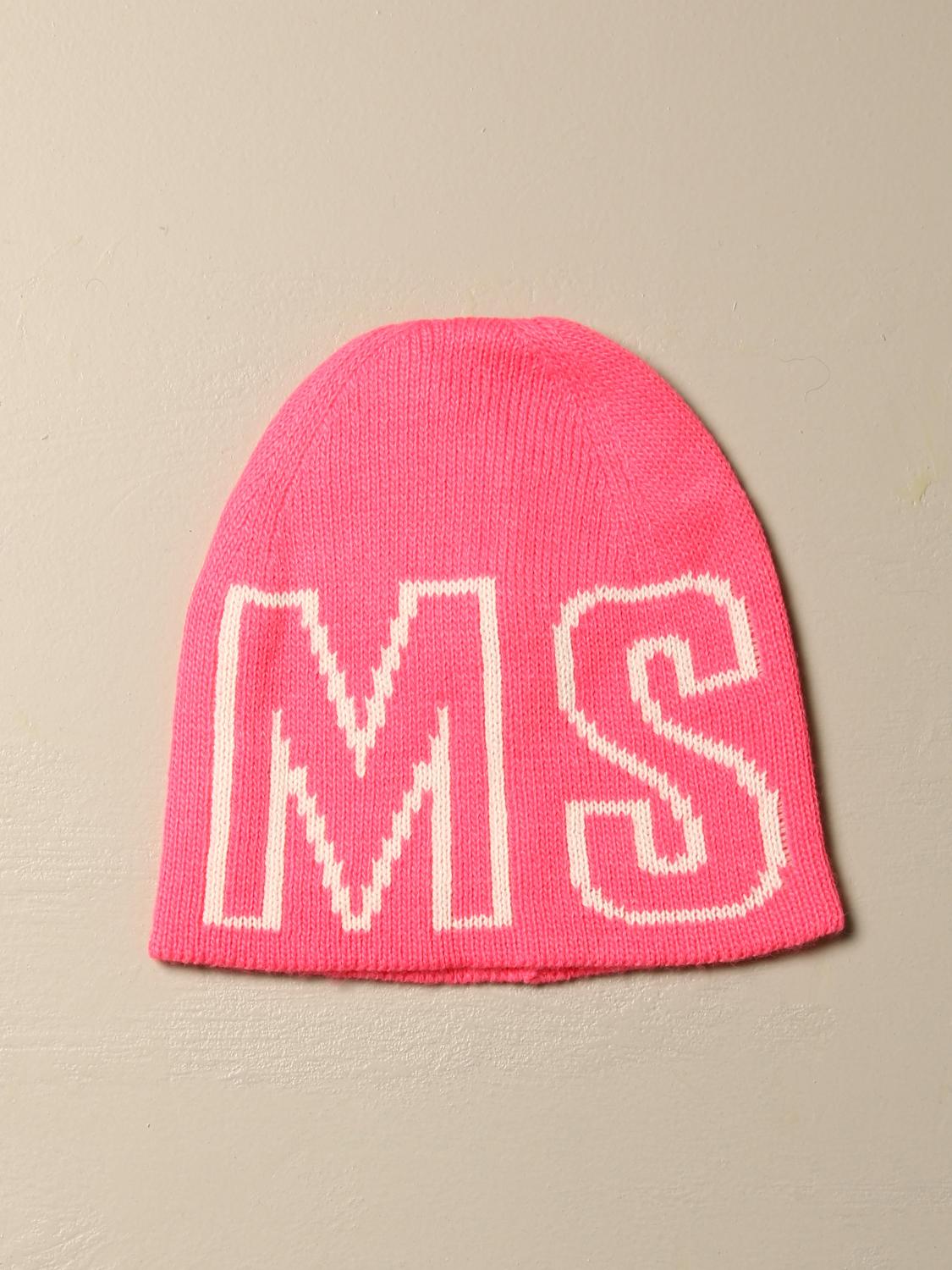 MSGM KIDS HAT: MSGM Kids hat with jacquard logo, Fuchsia - Img 1