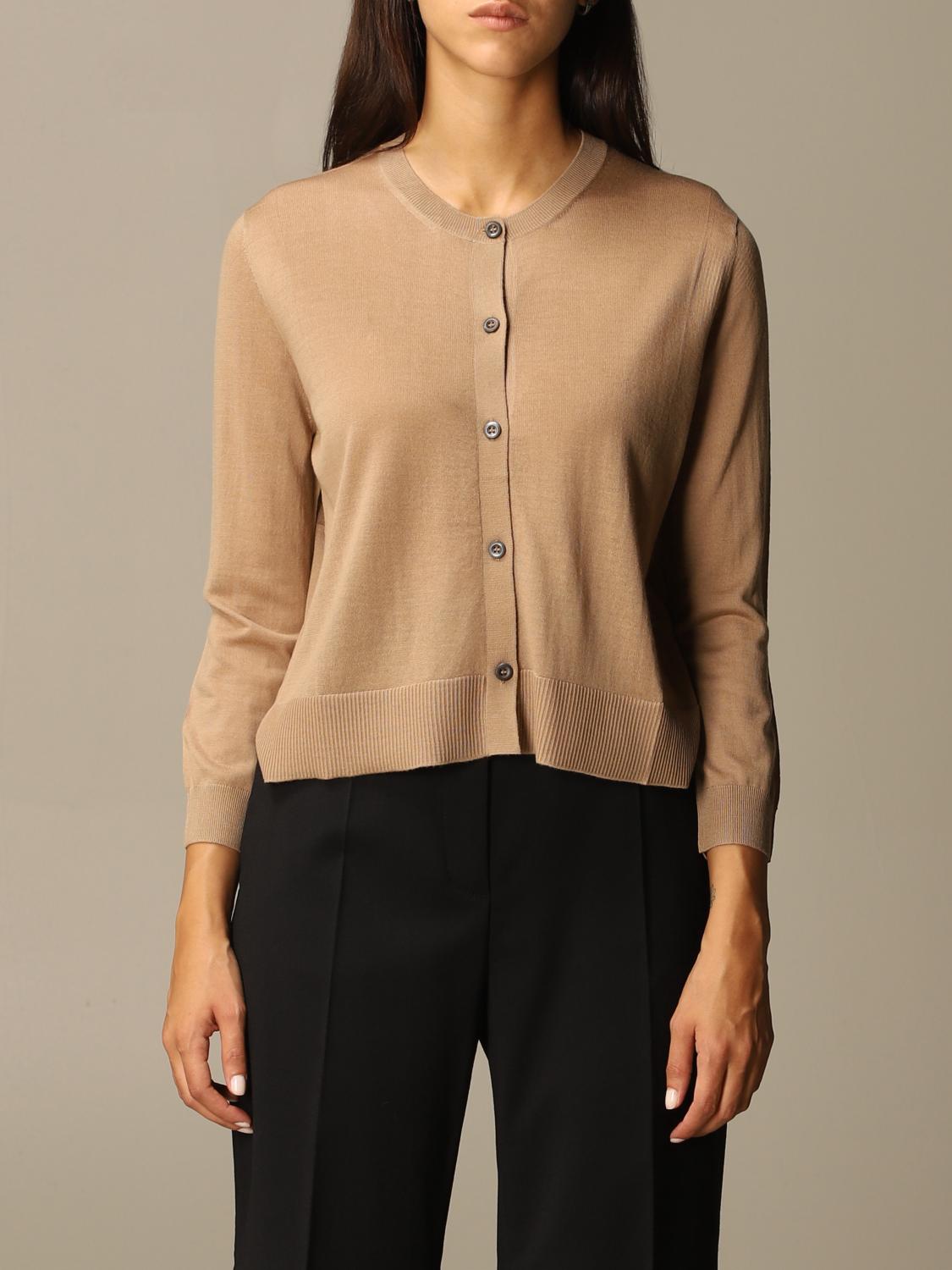 PRADA: cardigan in worsted wool - Beige | Prada cardigan P25H46  