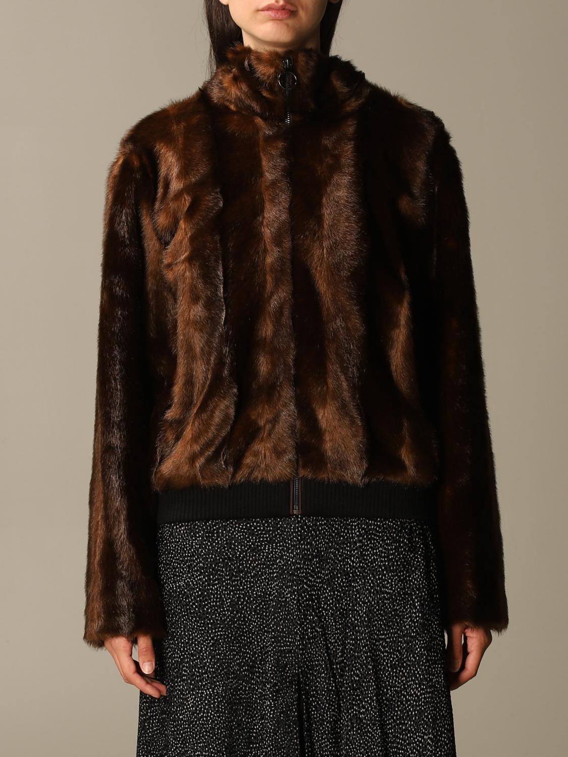 PINKO FUR COAT: Faux fur jacket women Pinko, Brown - Img 1
