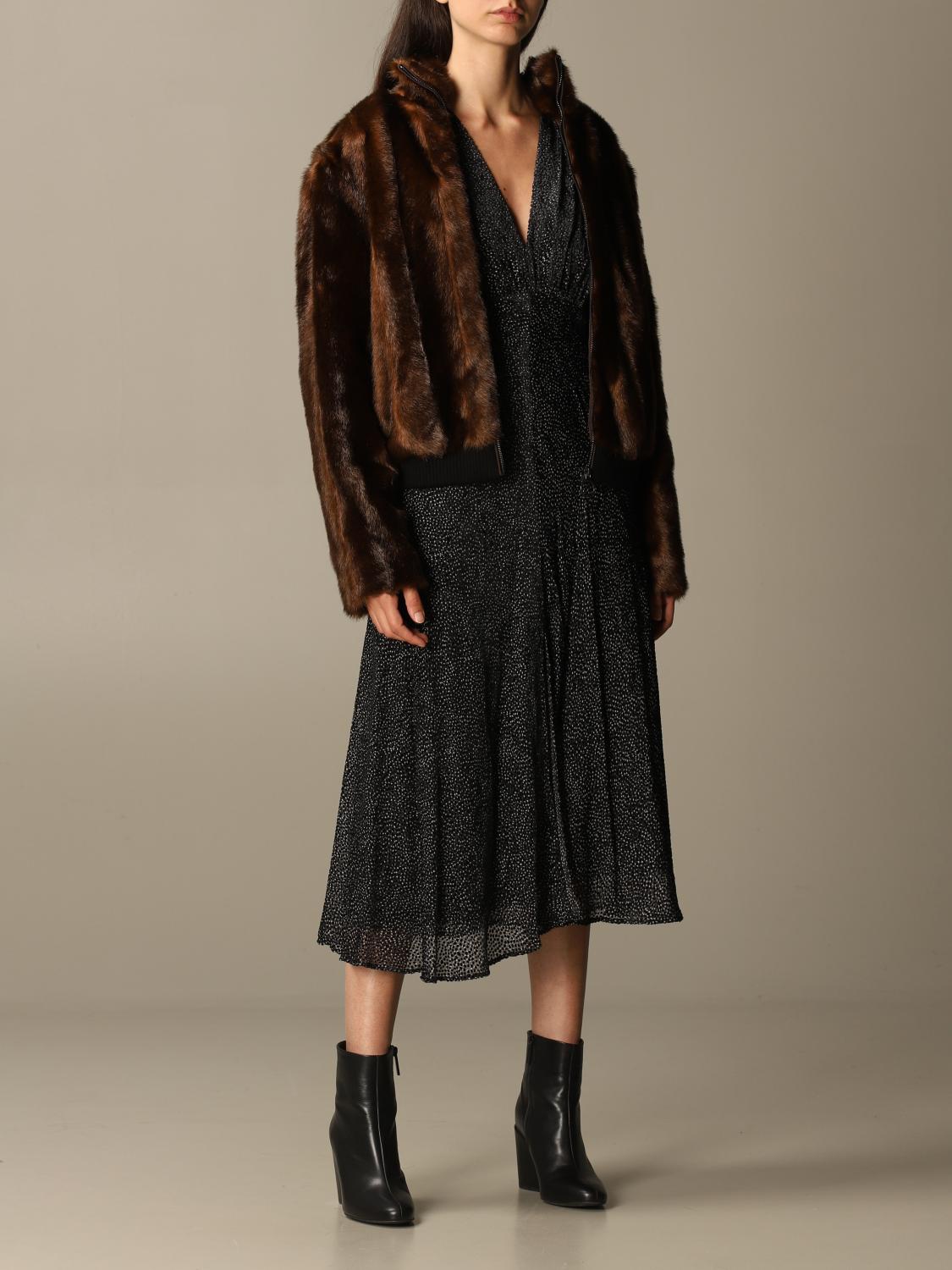 PINKO FUR COAT: Faux fur jacket women Pinko, Brown - Img 2