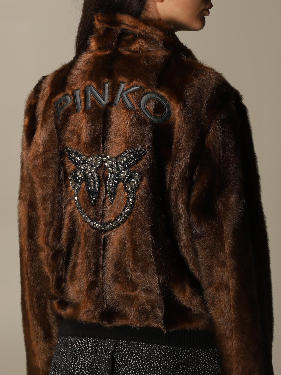 PINKO FUR COAT: Faux fur jacket women Pinko, Brown - Img 4