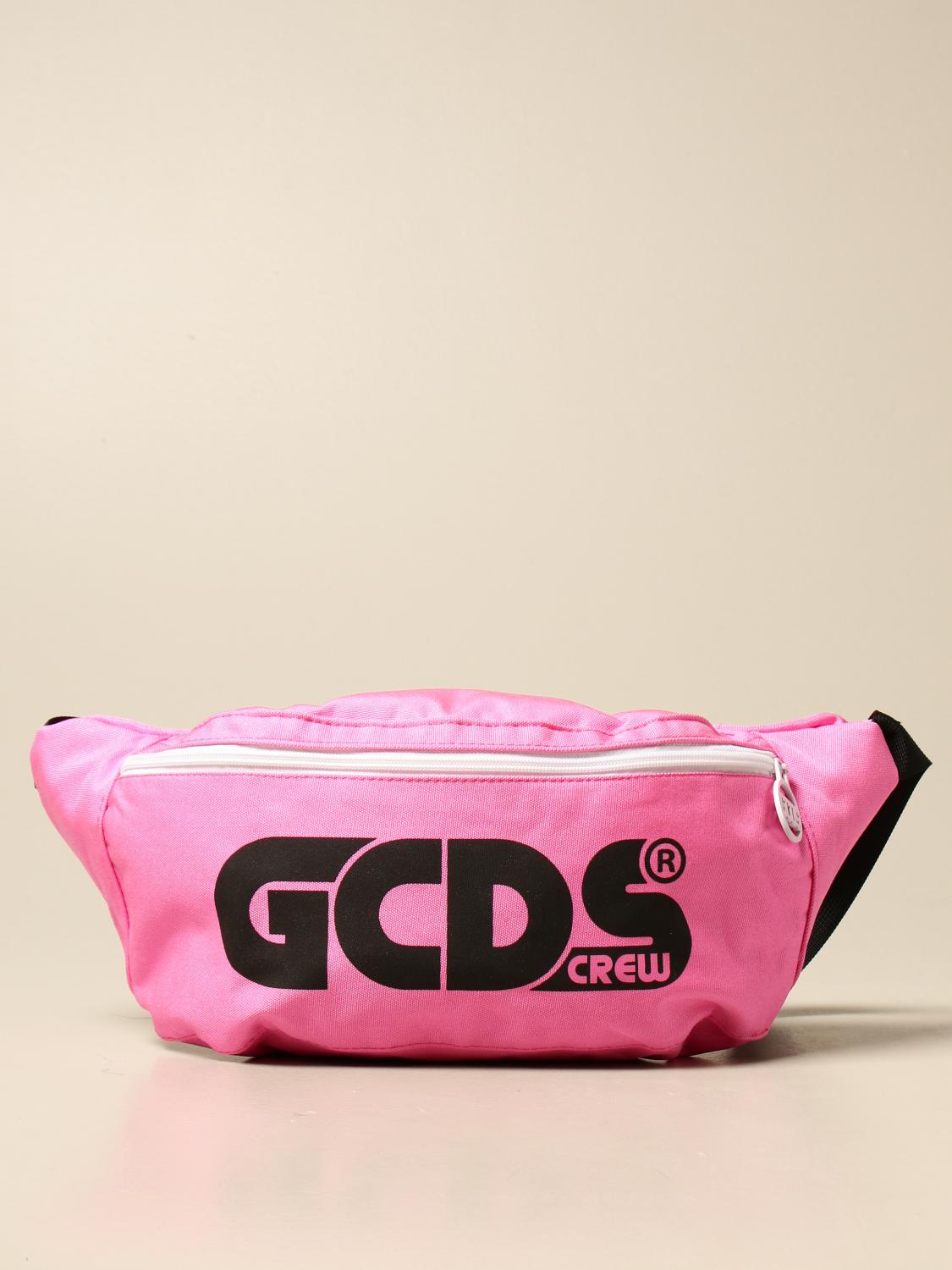 GCDS JUNIOR BAG: GCDS belt bag in canvas with logo print, Fuchsia - Img 1