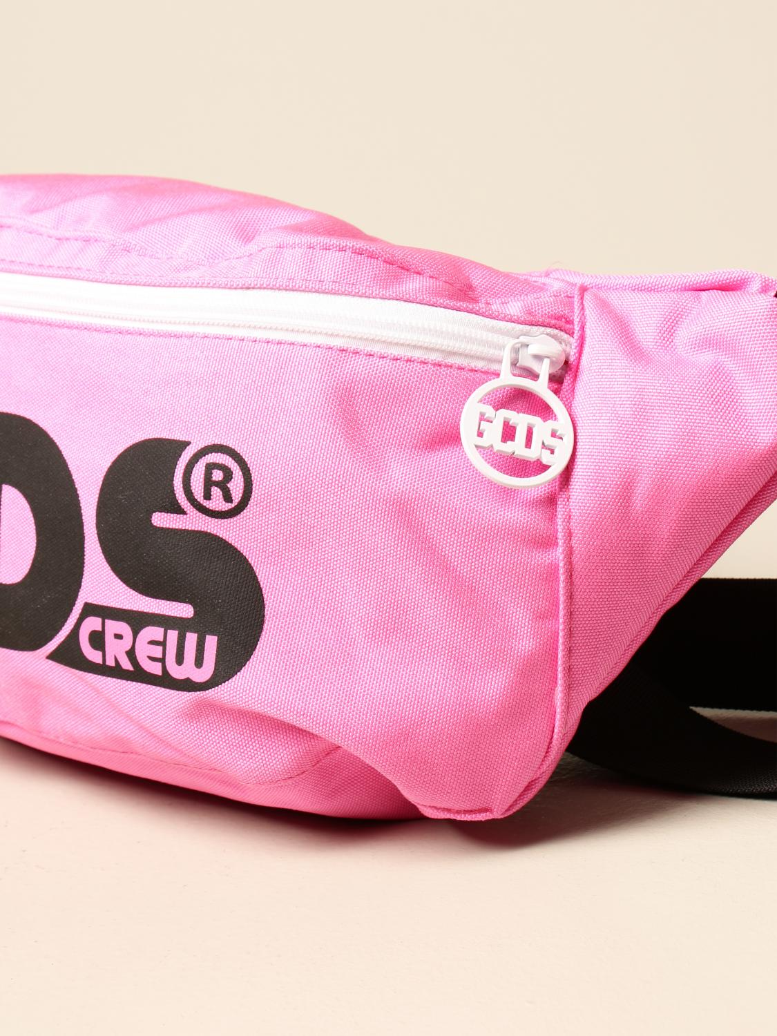 GCDS JUNIOR BAG: GCDS belt bag in canvas with logo print, Fuchsia - Img 3