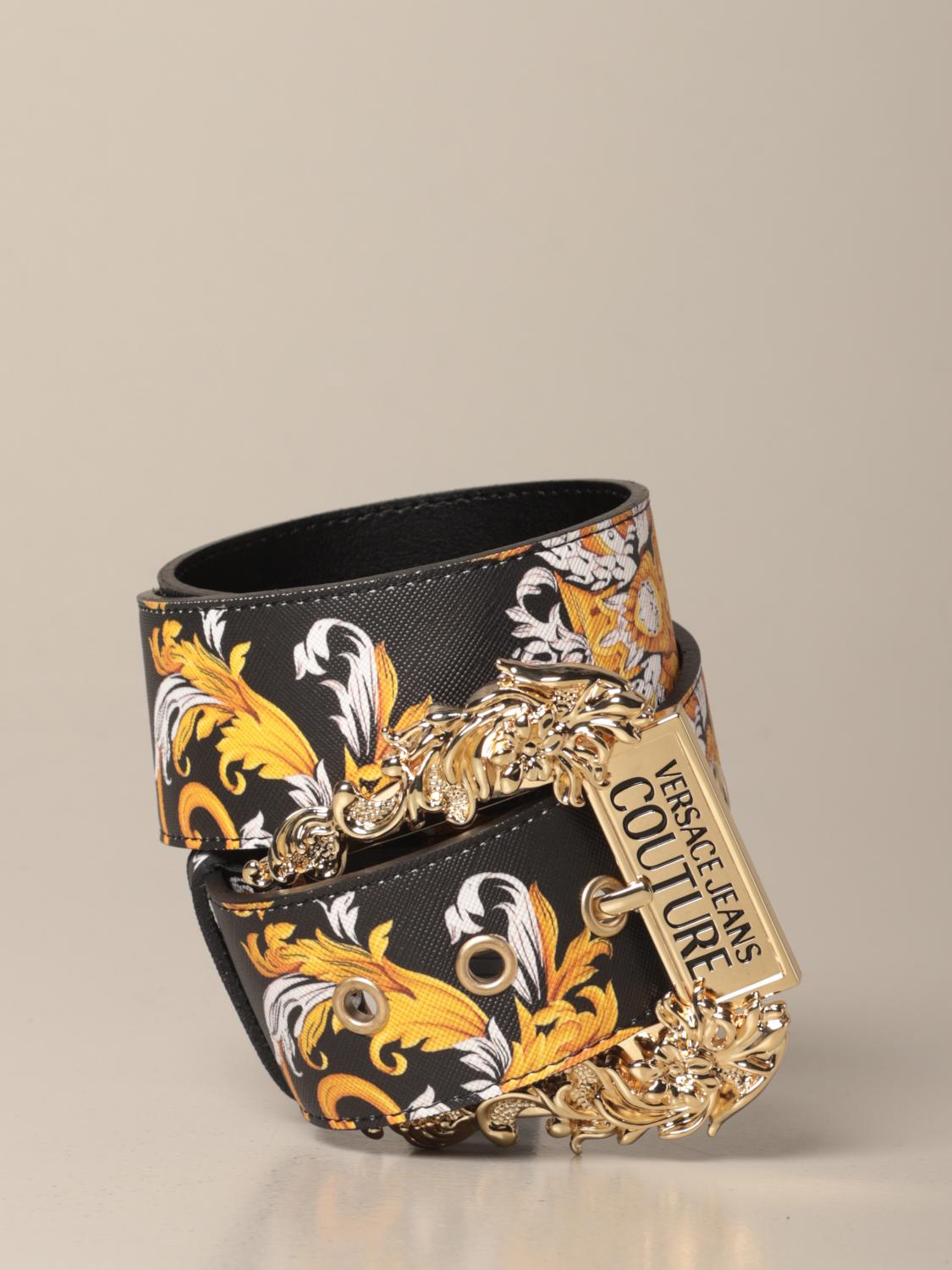 Versace JEANS COUTURE All-Over Baroque motif and Logo Belt