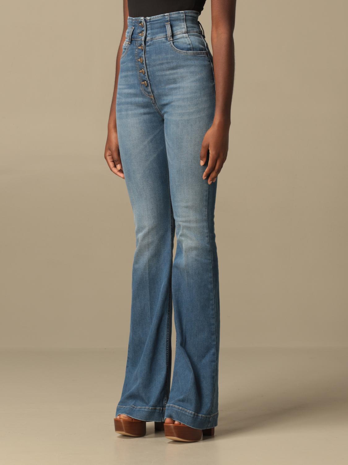デニム・ジーパン ELISABETTA FRANCHI Woman Jeans Gnawed Blue PJ86I 192 donna-abbigliamento-jeans-no-