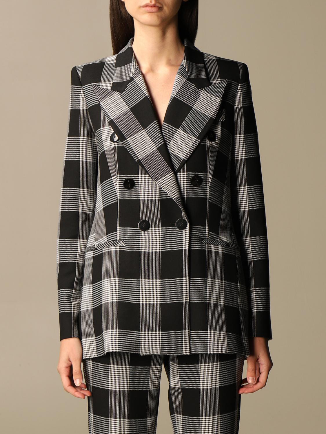 SIMONA CORSELLINI JACKET: Simona Corsellini double-breasted checked jacket, White - Img 1