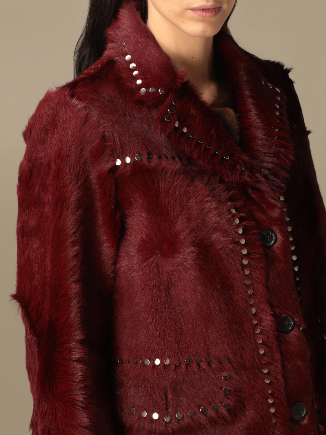 PRADA ABRIGO DE PIEL: Abrigos de piel real mujer Prada, Rojo - Img 5