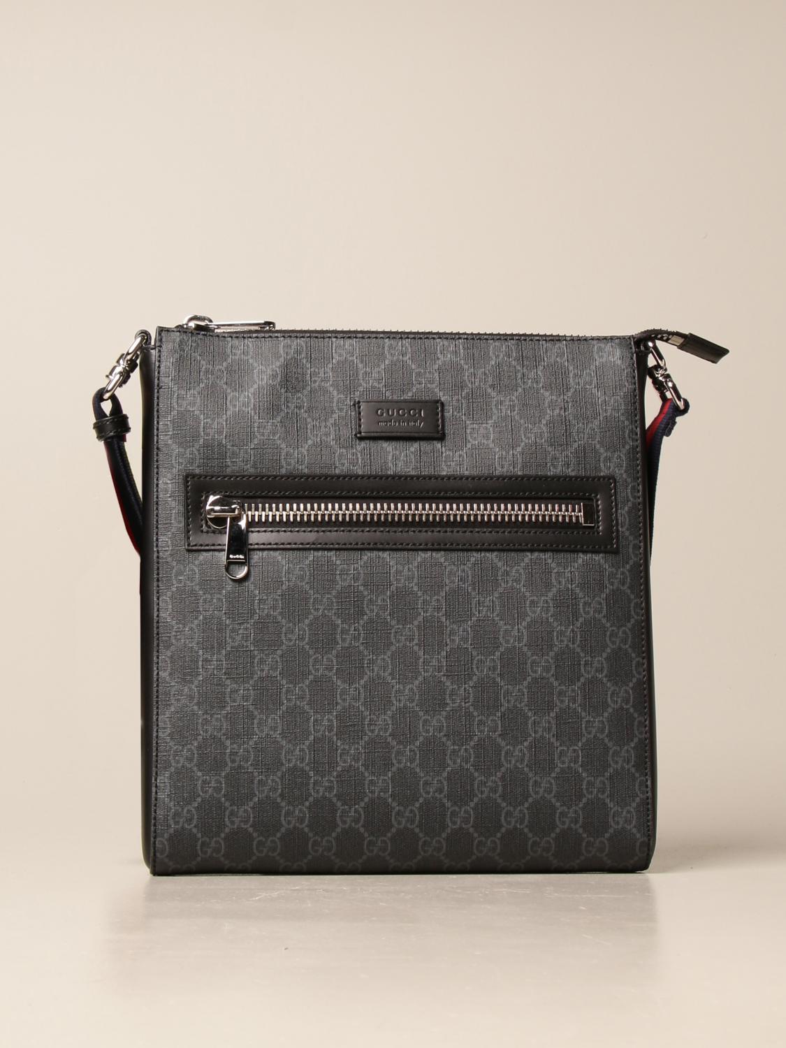 GUCCI Messenger bag in GG Supreme fabric Black Gucci shoulder bag 474137 K5RLN online at GIGLIO.COM