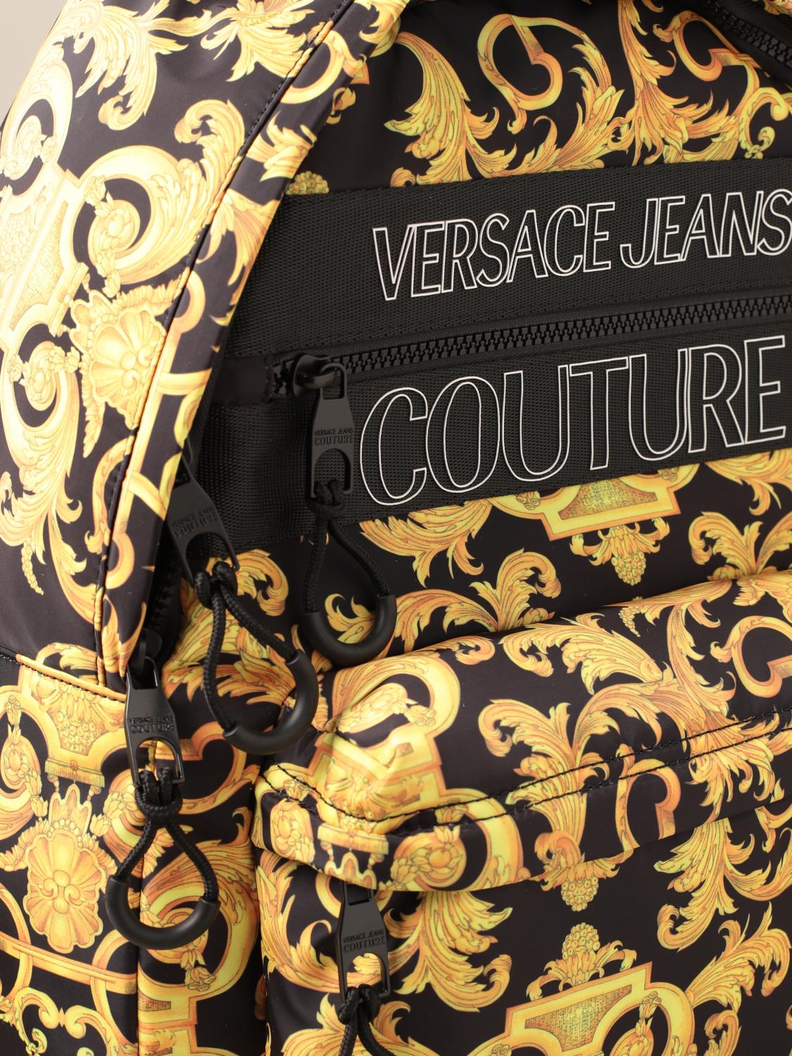 Versace Jeans Couture Backpack Nylon Logo All Over Pattern Black Gold Versace | Bags | Versace Jeans Couture Backpack Nylon Logo  main image 4