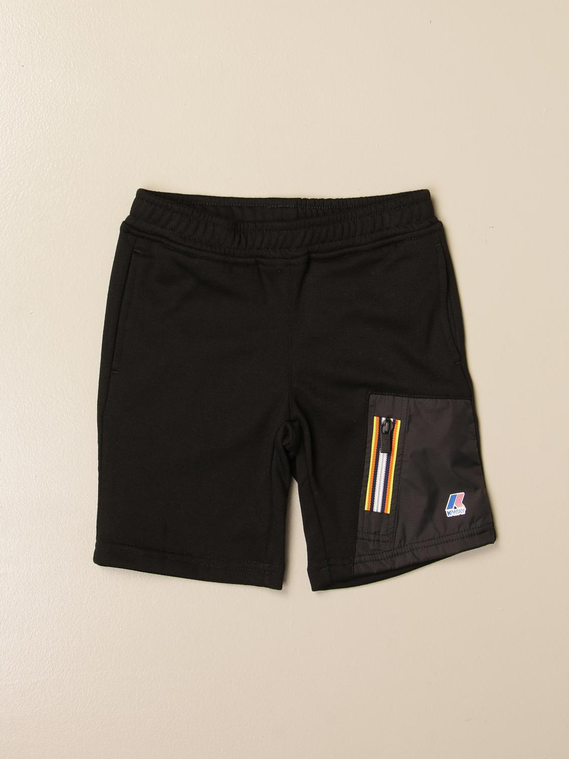 Pantaloncino jogging K-way in cotone e nylon Nero