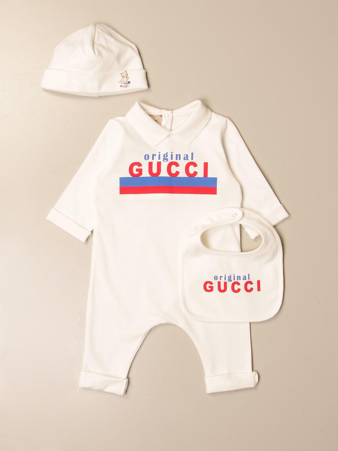 GUCCI: Set tutina bavaglino cappellino con logo Original