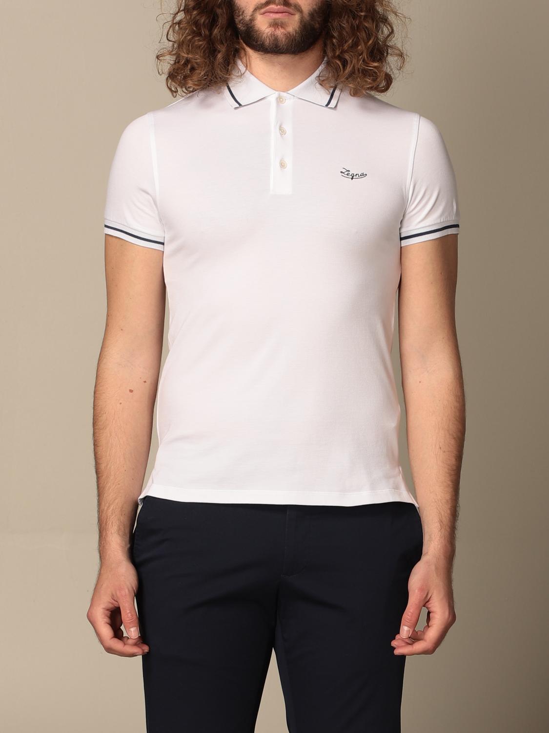 ZEGNA: Ermenegildo basic polo shirt with logo - White | Zegna polo shirt  U7548 746SR online at GIGLIO.COM