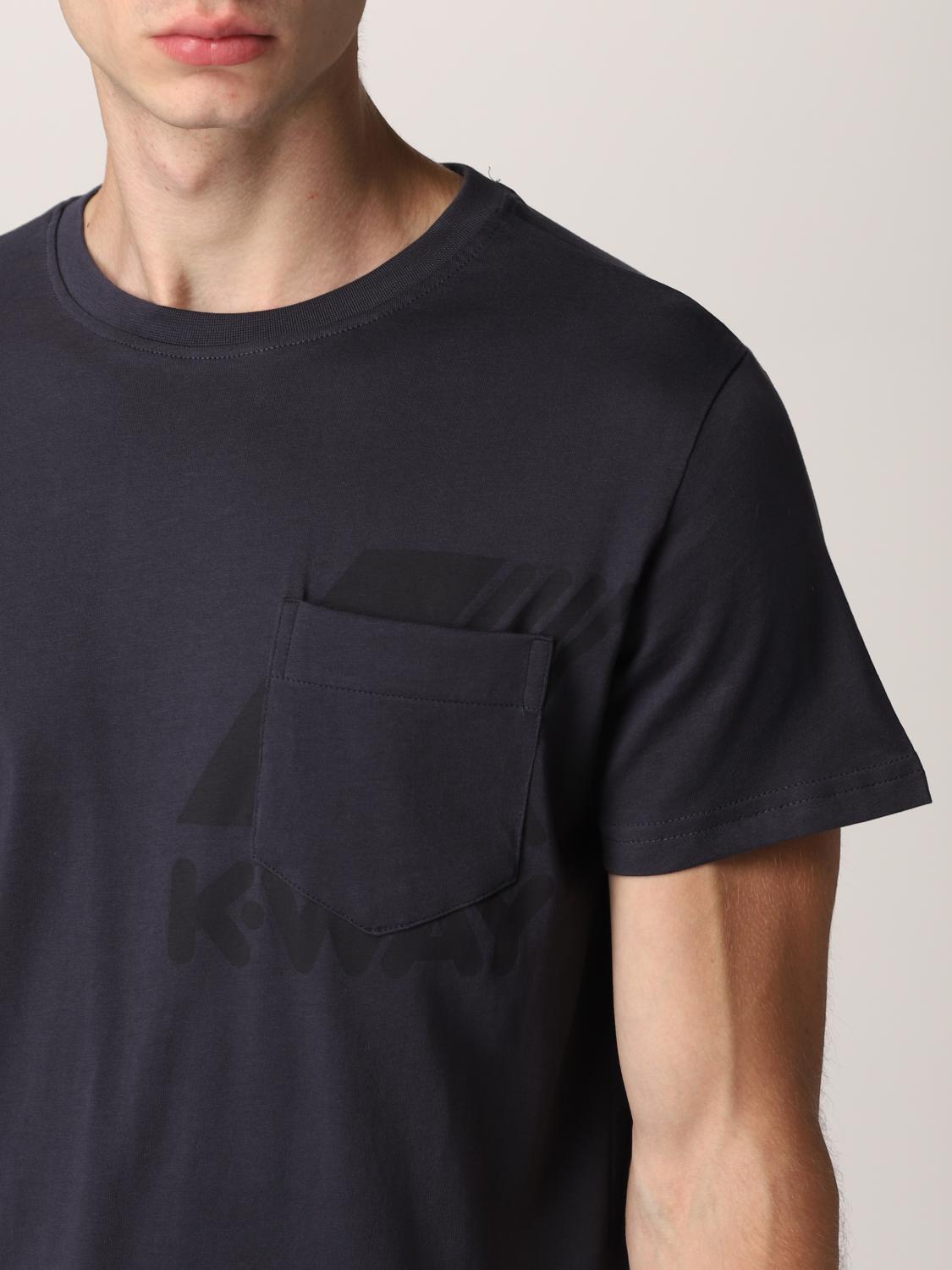 K-WAY T-SHIRT: K-way T-shirt with pocket and logo, Blue - Img 3
