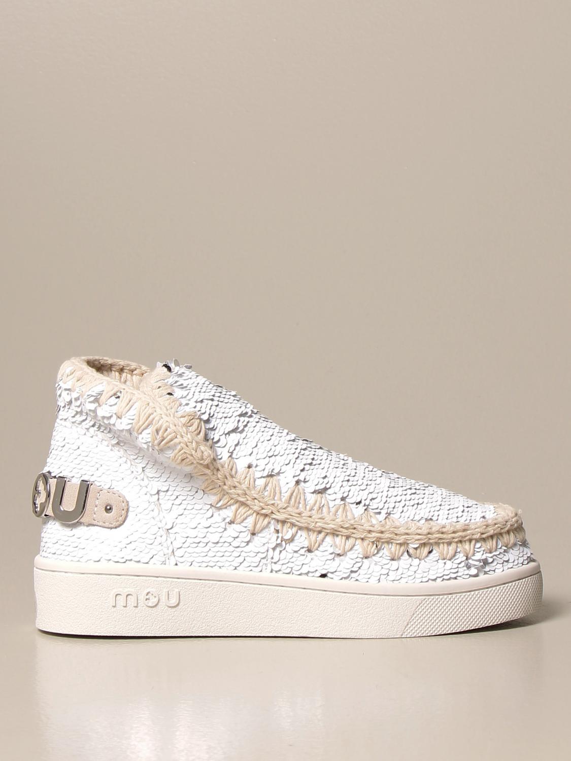 Stivaletto Mou Mou Bianco MOU: Stivaletto Eskimo Con Paillettes