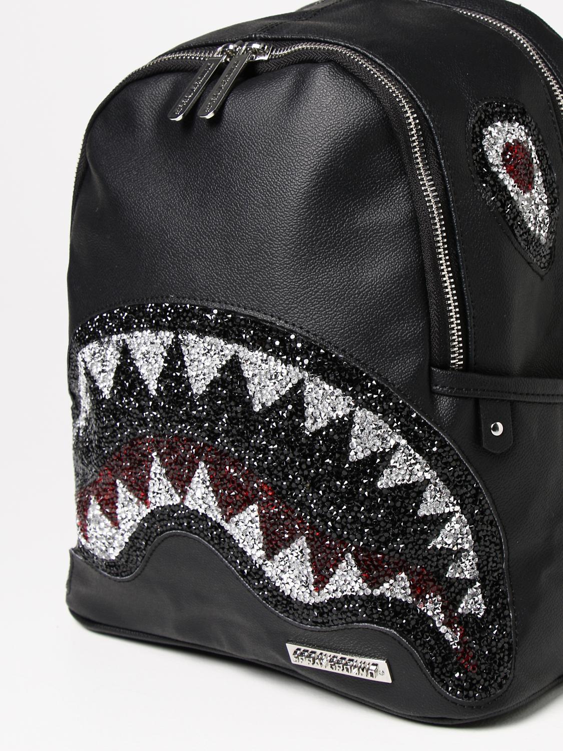 Sprayground backpack in vegan leather with glitter shark mouth