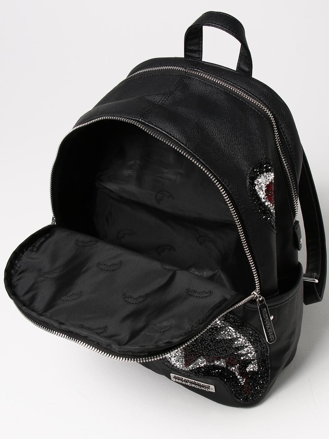 SPRAYGROUND: backpack in vegan leather with glitter shark mouth