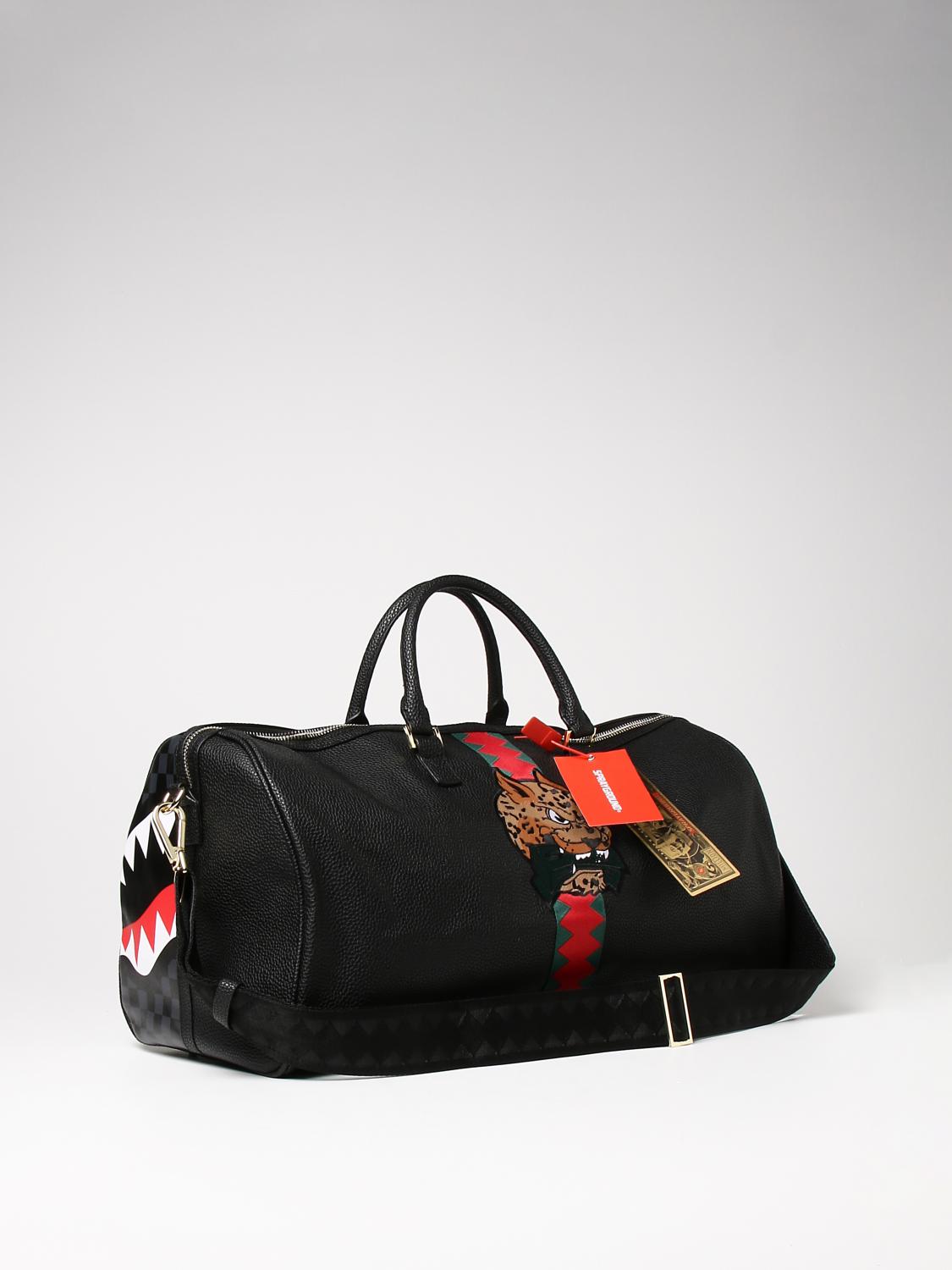 Sprayground duffle bag in vegan leather with patch - Black