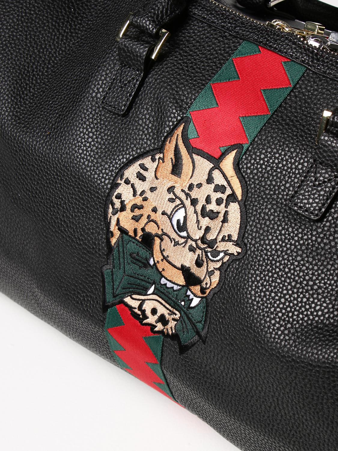 Sprayground duffle bag in vegan leather with patch - Black