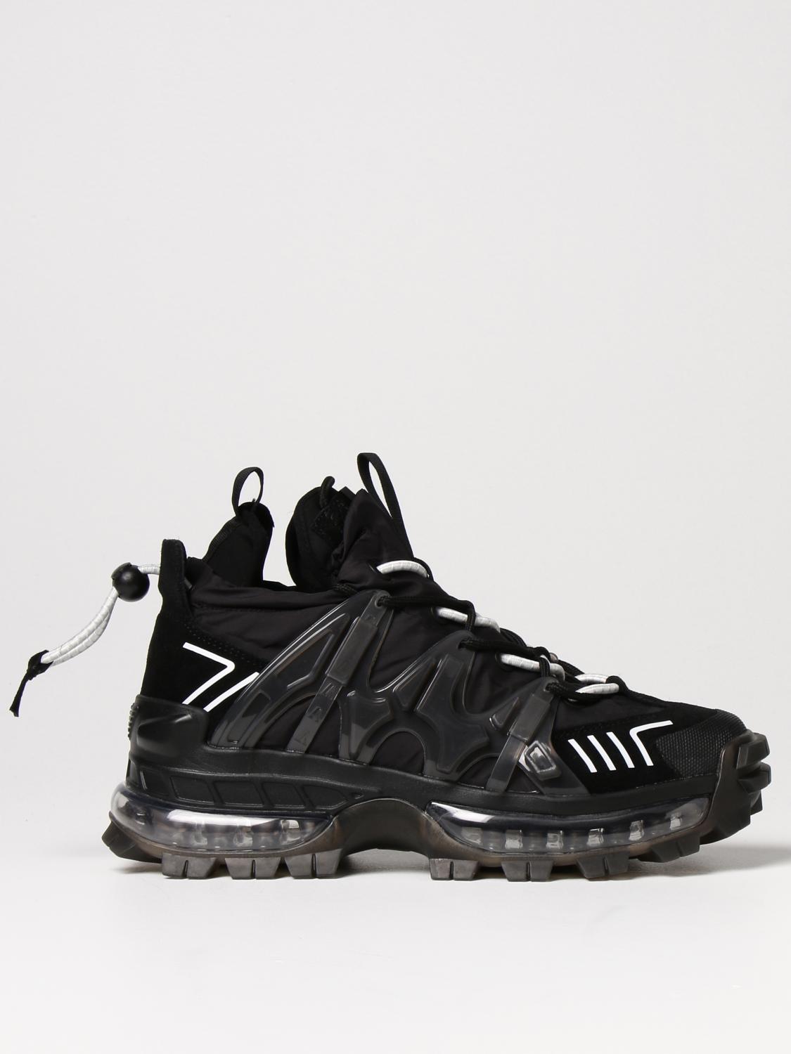 EMPORIO ARMANI: chunky sneakers in nylon and suede - Black | Emporio Armani  sneakers X4C612 XM829 online at GIGLIO.COM