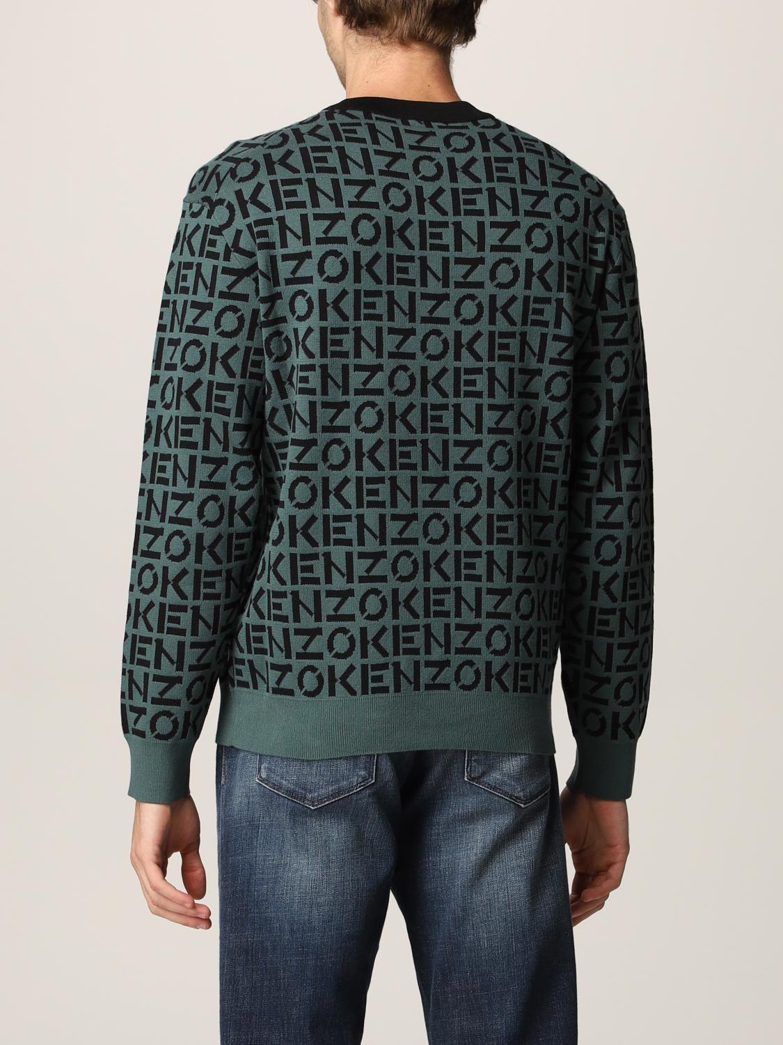 KENZO SWEATER: Kenzo sweater with all over logo, Green - Img 2