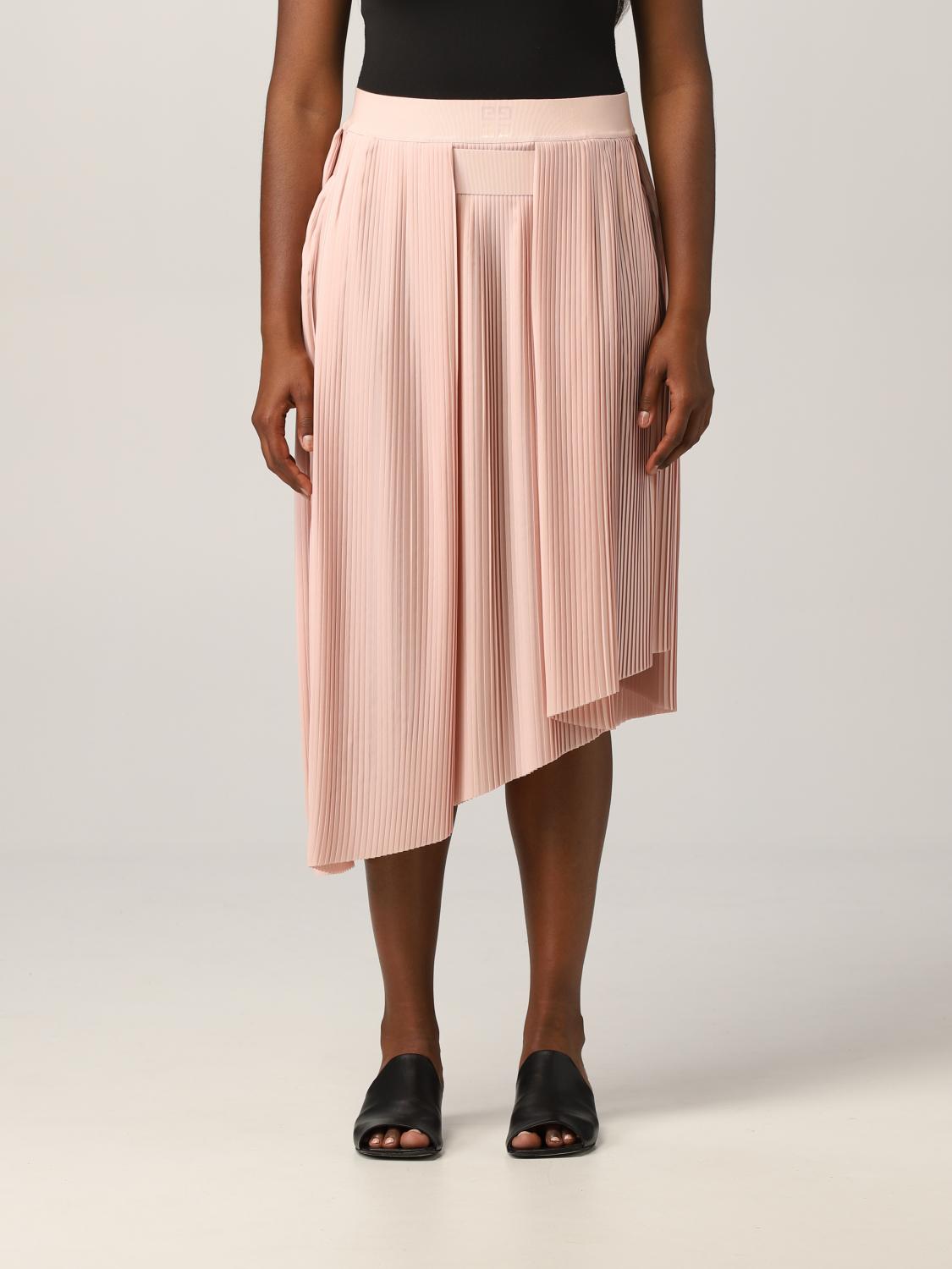 スカート GIVENCHY Woman Skirt Nude BW40HN13CQ 657 Givenchy Outlet: asymmetrical skirt in pleated crêpe de