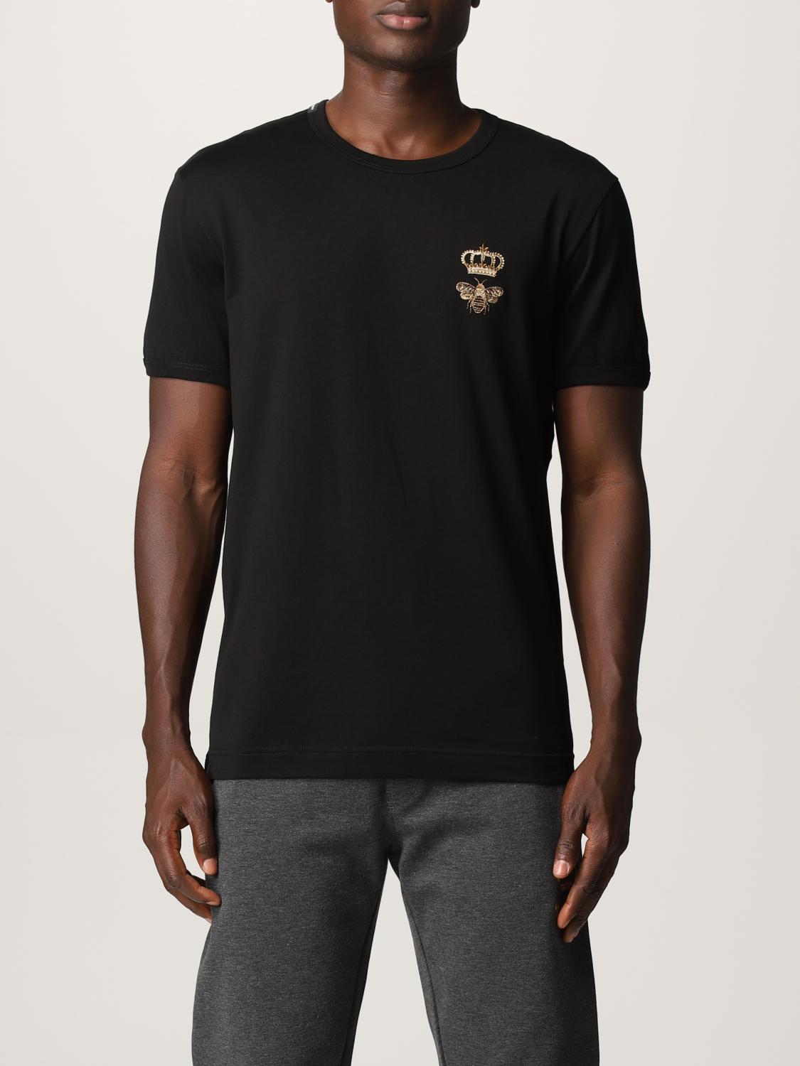 Dolce & Gabbana☆Bee and Crown コットン 半袖 Tシャツ Jersey T-shirt with bee embroidery in BLACK for Boys