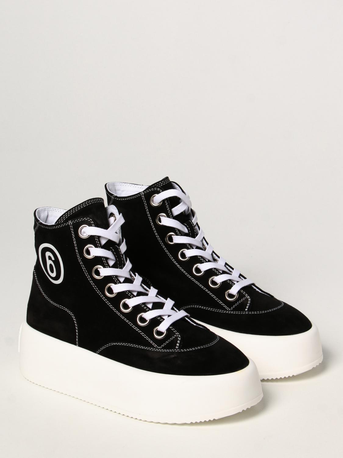 Mm6 Maison Margiela platform sneakers in suede - Black