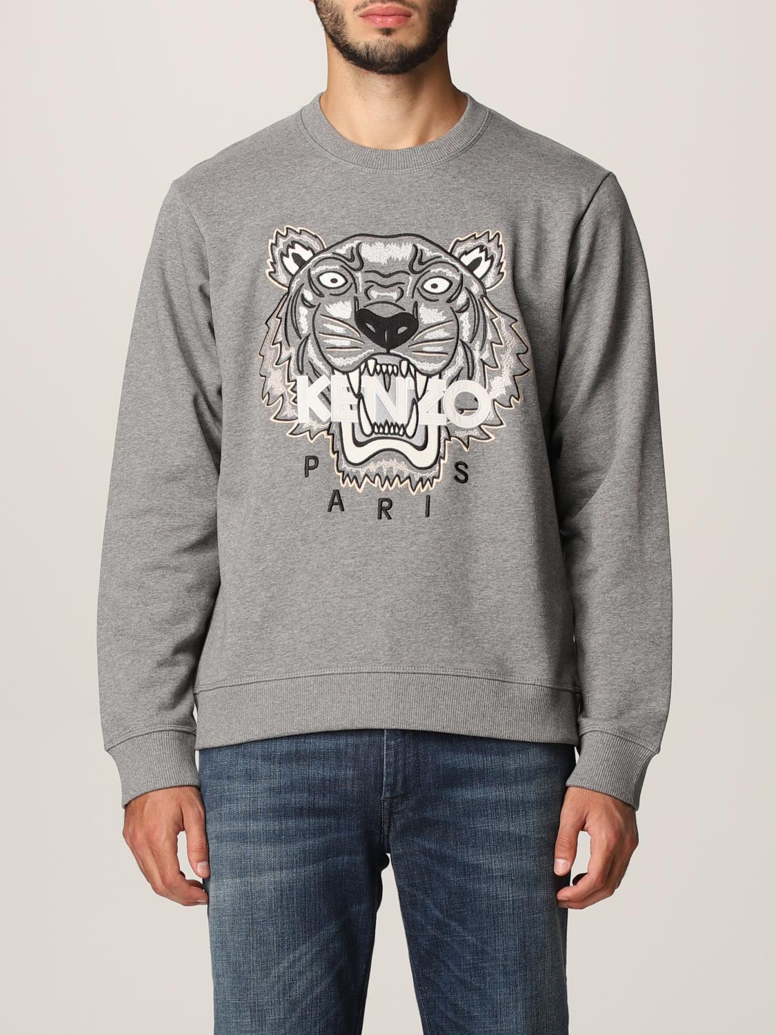 KENZO FELPA: Felpa Kenzo con tigre ricamata, Grigio - Img 1