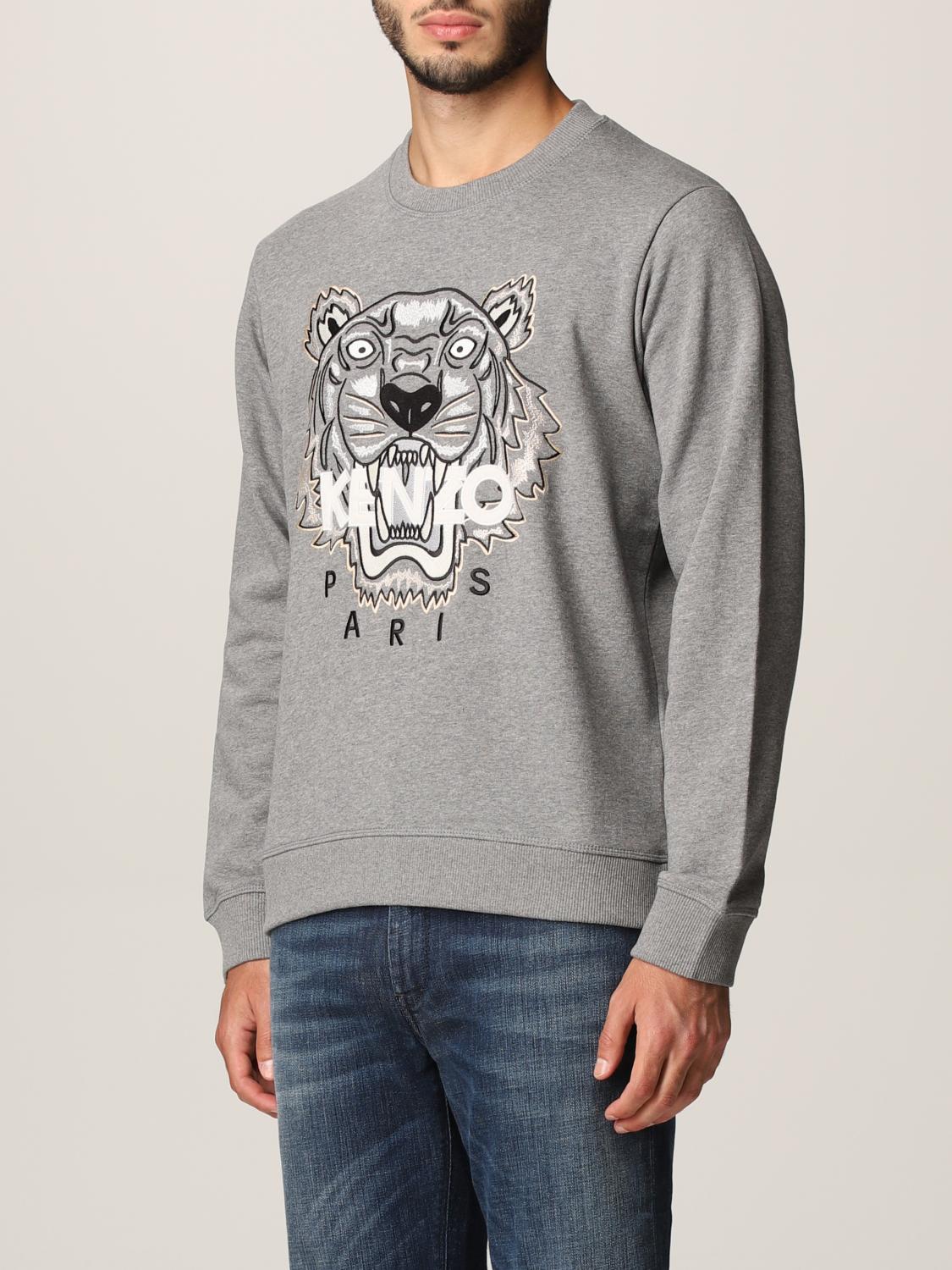 KENZO FELPA: Felpa Kenzo con tigre ricamata, Grigio - Img 3