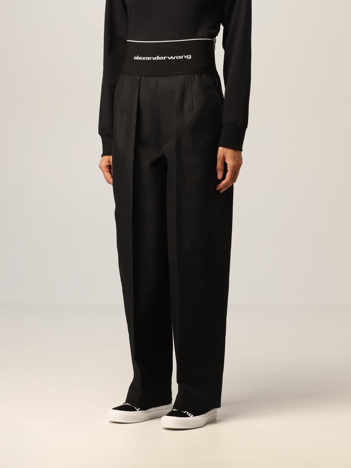 High-Waist Pleated Pant with Logo Elastic in BLACK