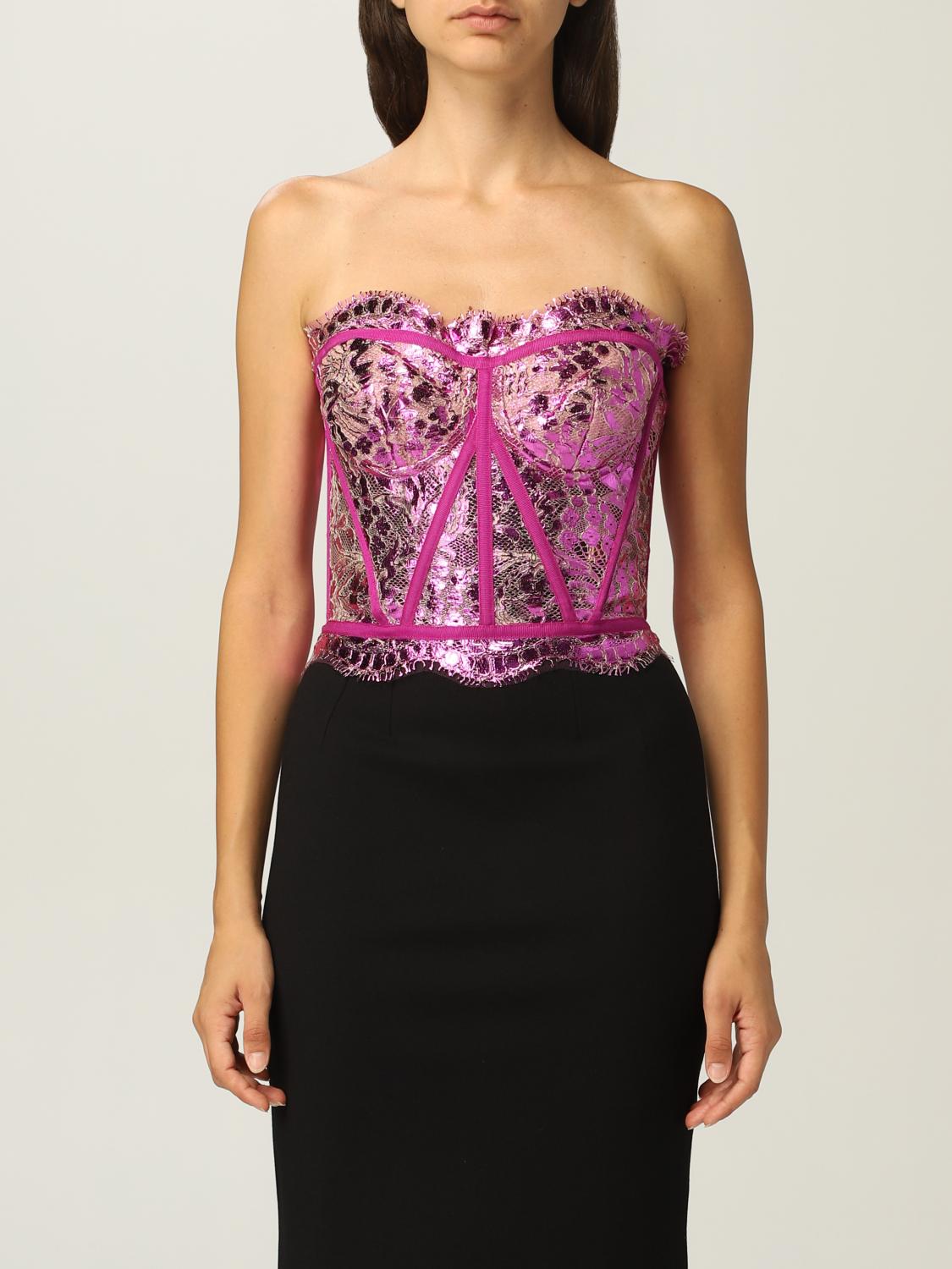 DOLCE & GABBANA: lamé bodice top - Fuchsia | Dolce & Gabbana