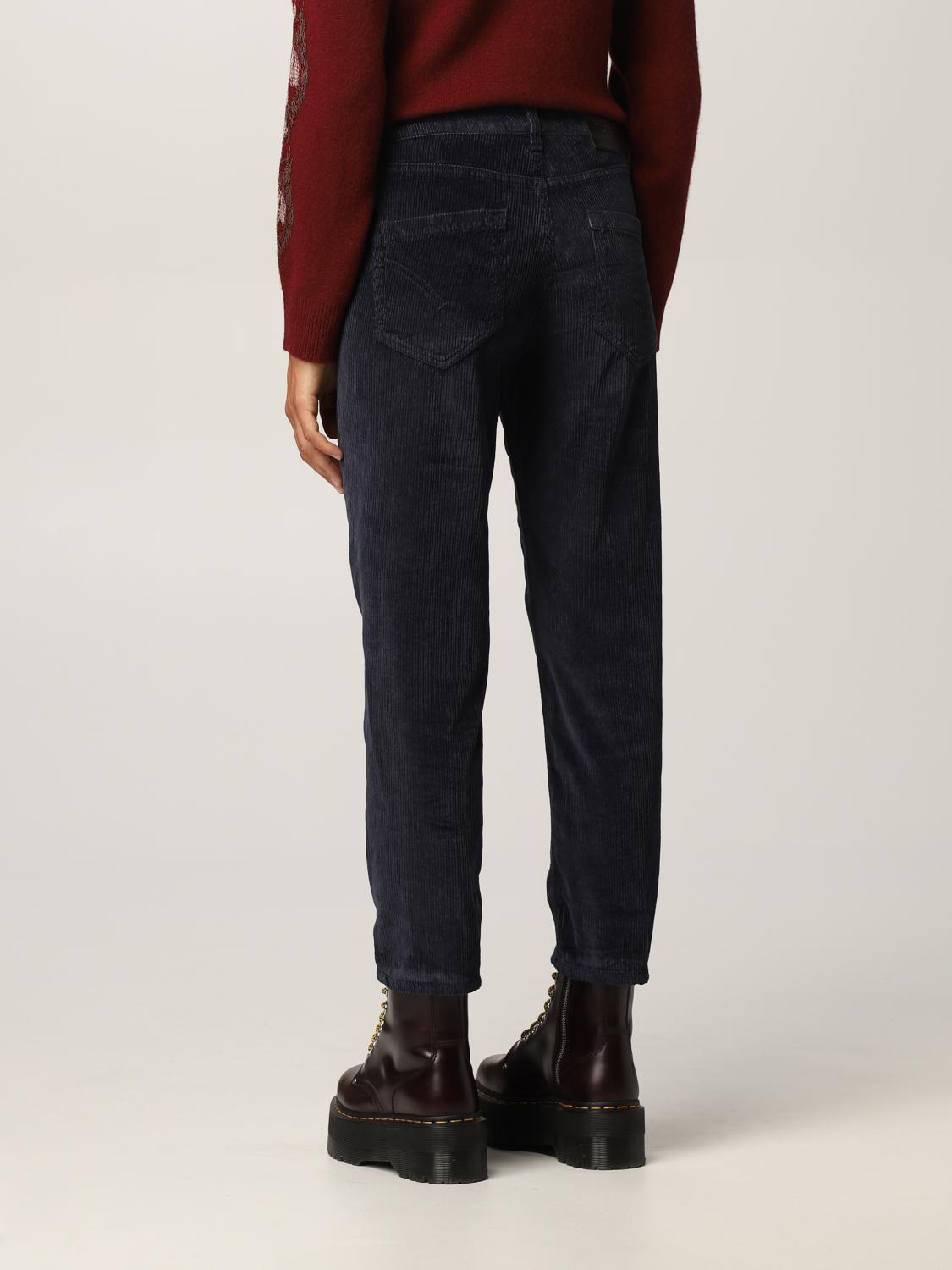 DONDUP PANTALONI: Pantalone cropped Carmen Dondup in velluto, Blue - Img 2