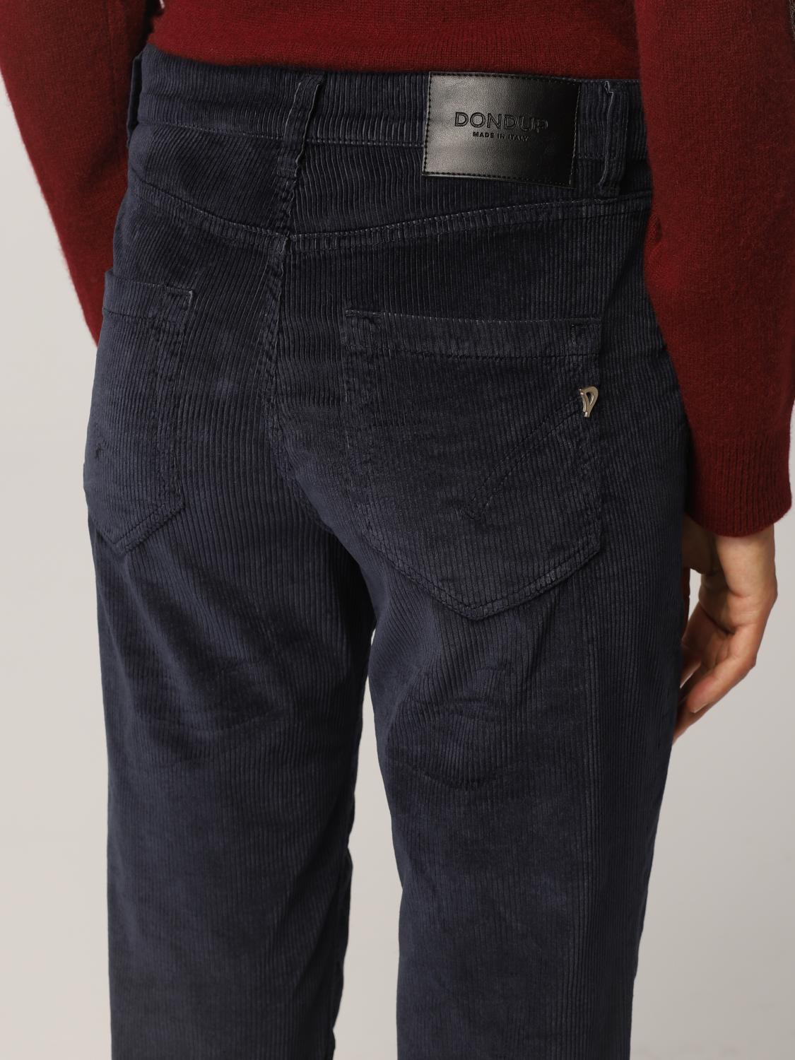 DONDUP PANTALONI: Pantalone cropped Carmen Dondup in velluto, Blue - Img 3