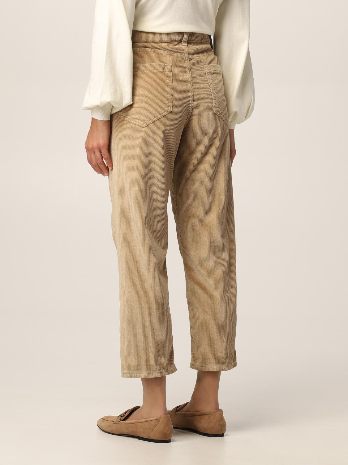 DONDUP PANTALONI: Pantalone cropped Carmen Dondup in velluto, Beige - Img 2