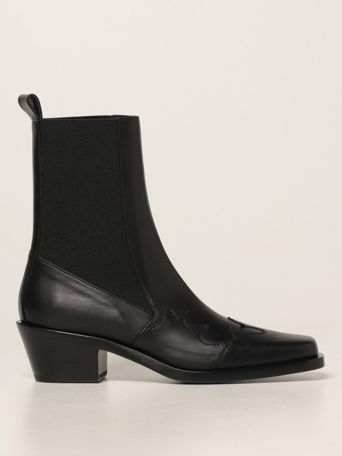 MSGM：フラットショートブーツ レディース - ブラック | GIGLIO.COM 