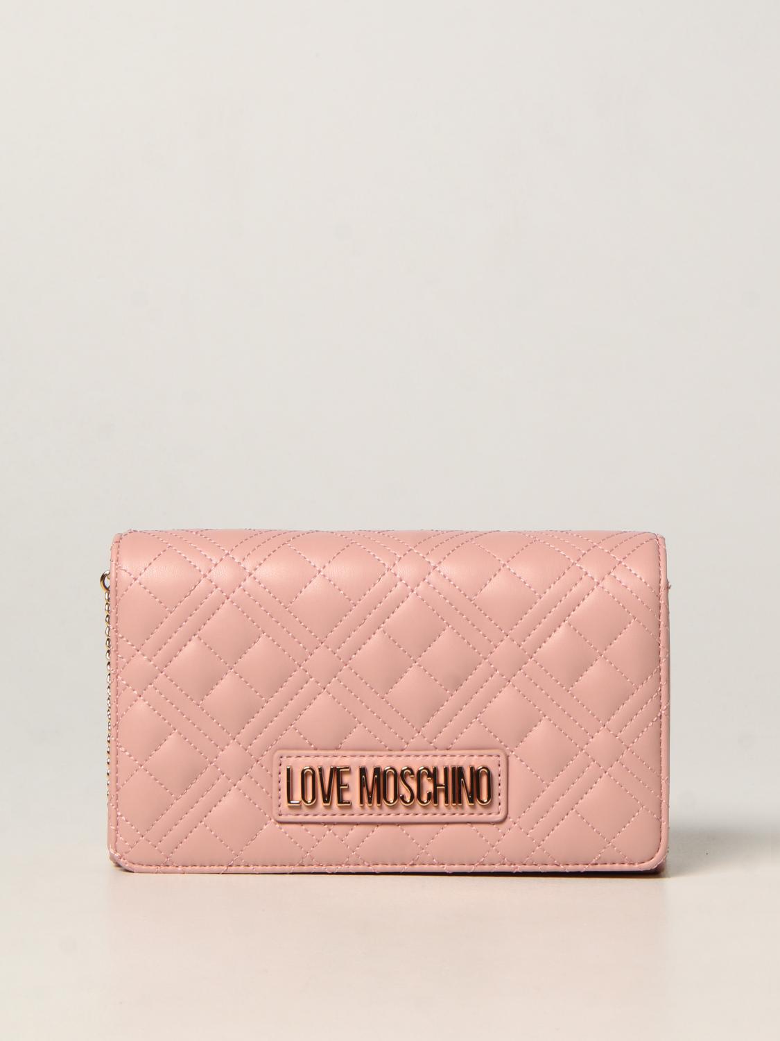 LOVE MOSCHINO BORSA A TRACOLLA: Borsa a tracolla Love Moschino in nappa sintetica trapuntata, Rosa - Img 1