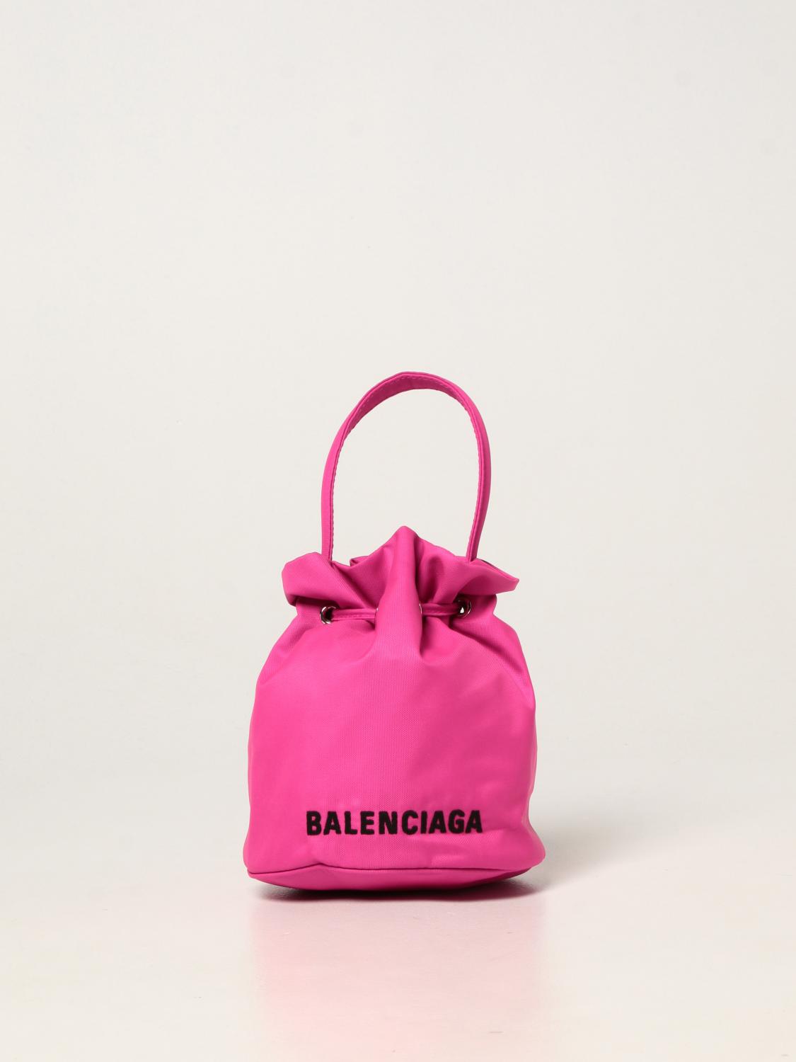 BALENCIAGA bucket bag in nylon Pink Balenciaga mini bag 656682 H85DN online at GIGLIO.COM