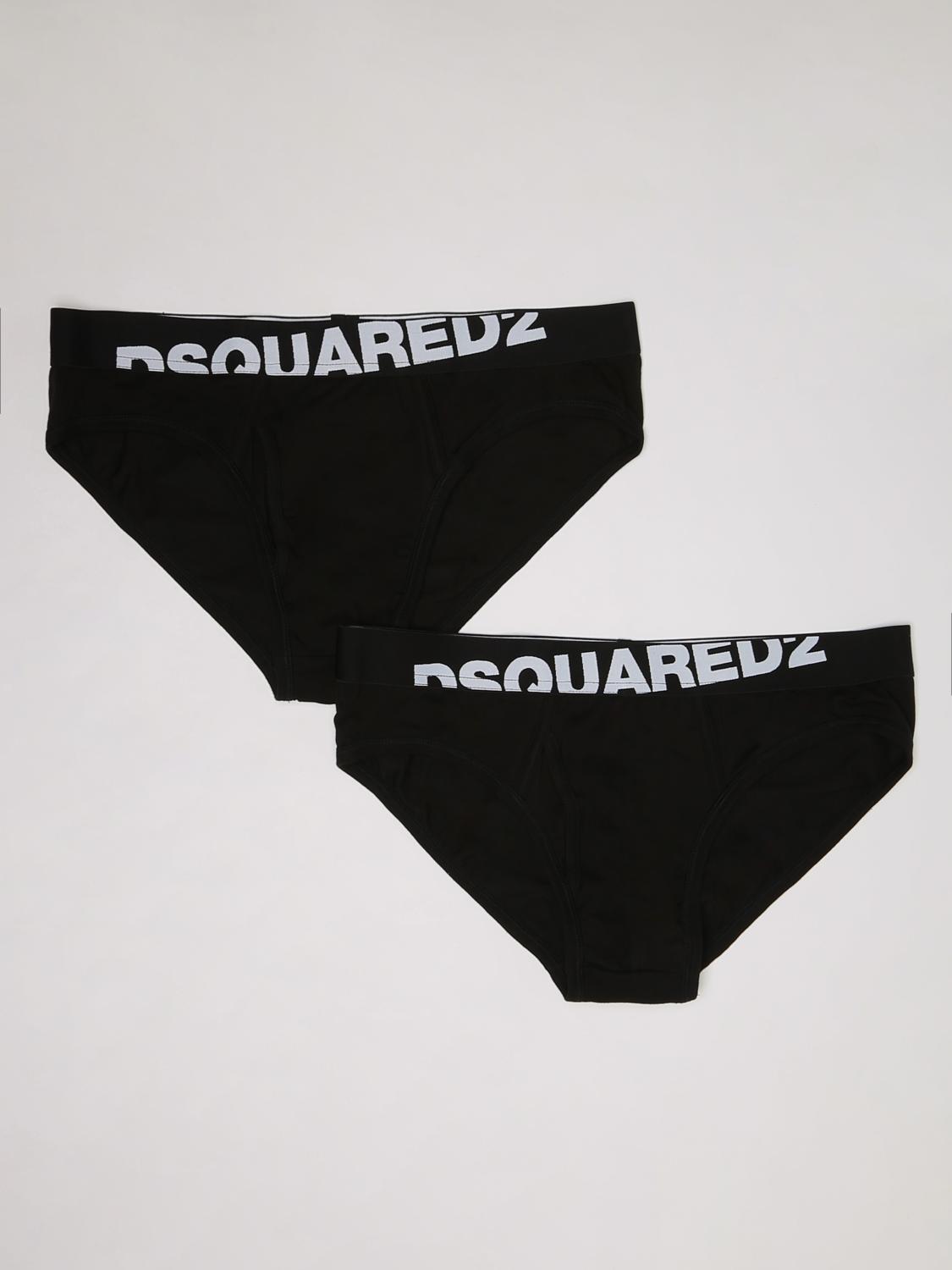 DSQUARED2 INTIMO: Set 2 slip Dsquared2 con logo, Nero - Img 1